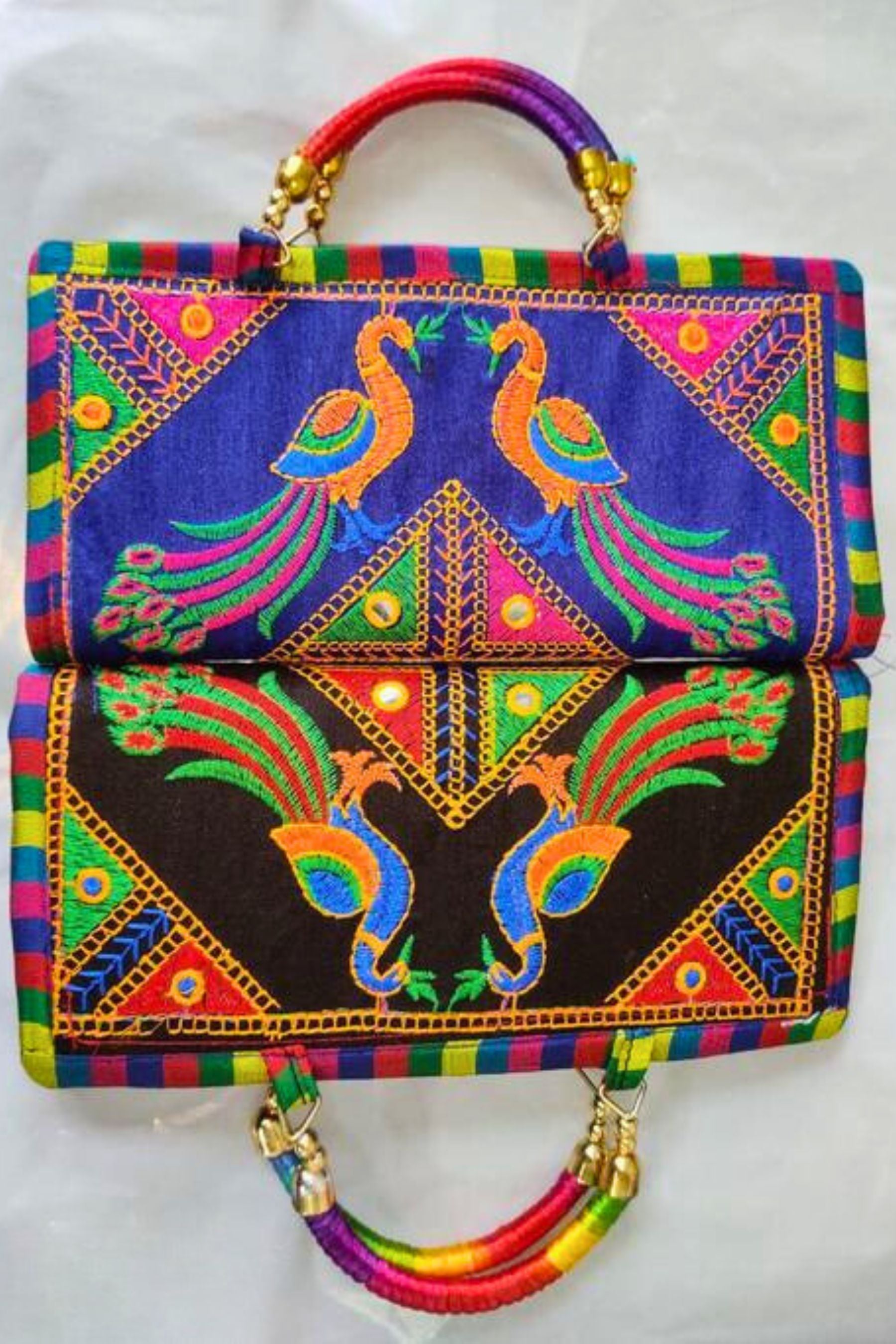 Traditional Rajasthani Embroidered Clutch - Chic Multicolored Accessory Clutch JCS Fashions