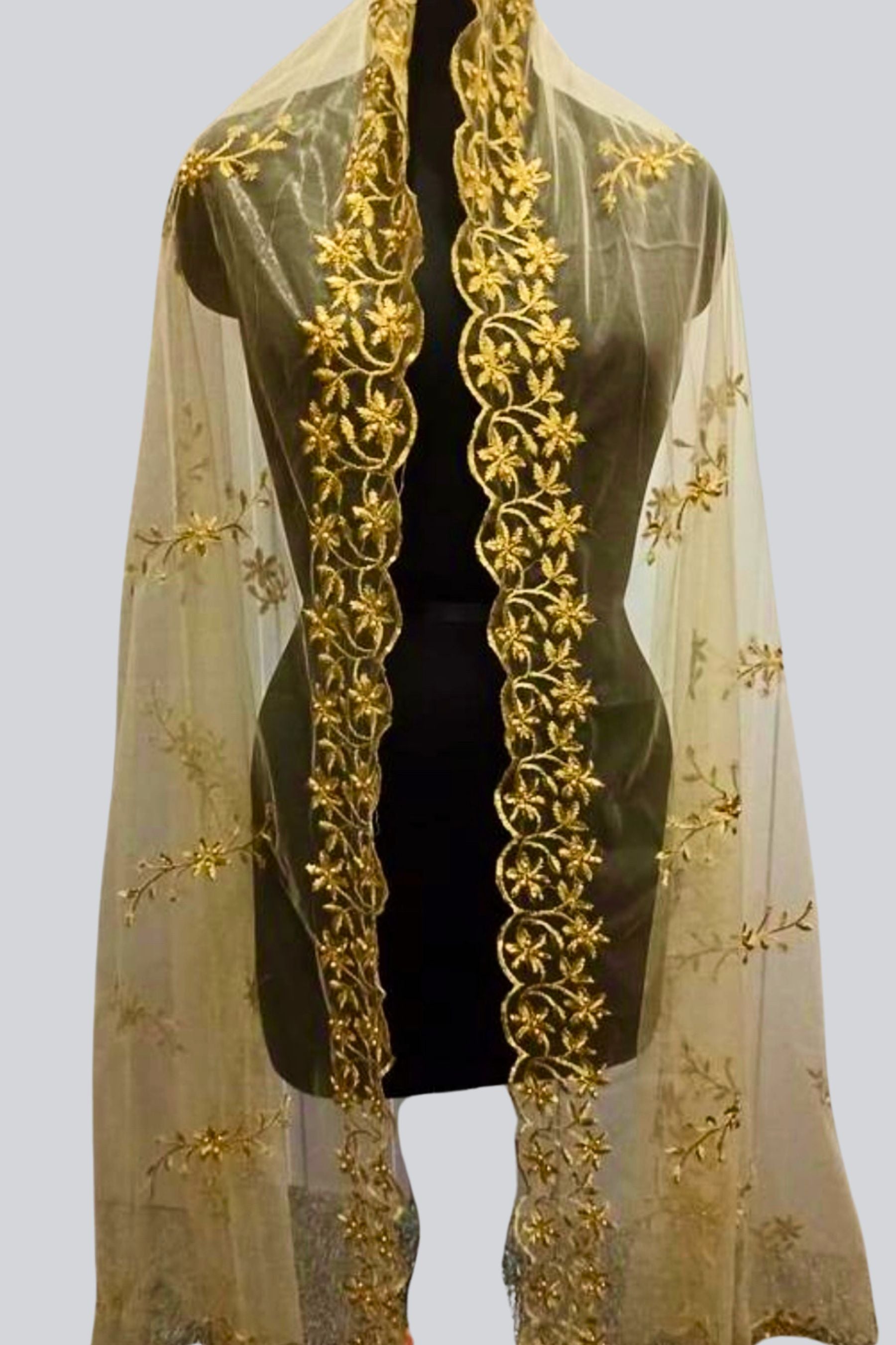 JCSFashions Elegant Designer Embroidered Cutwork Dupatta