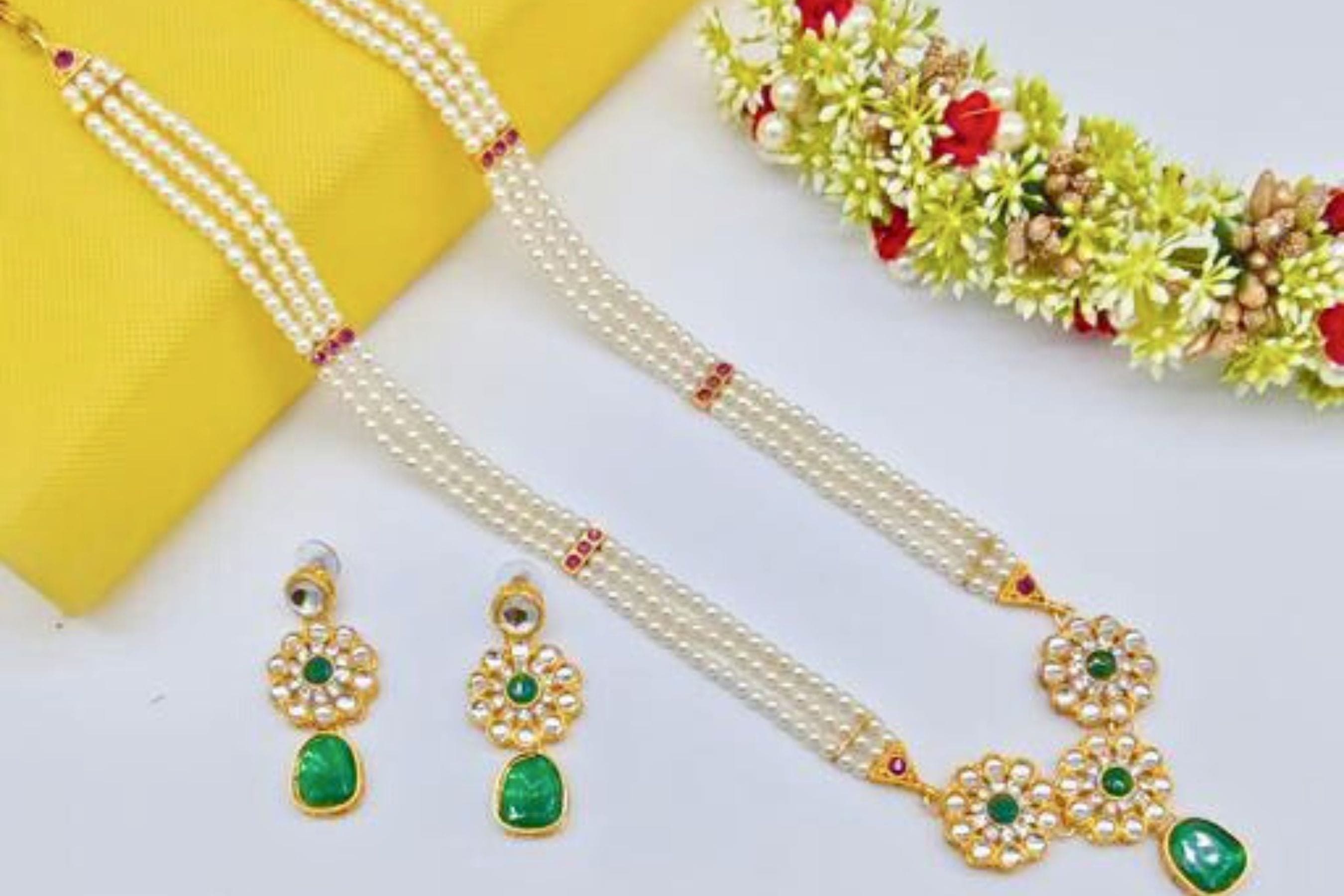 Regal Long Kundan Mala Set with American Diamonds in Gold Plating Jewelry JCS Fashions