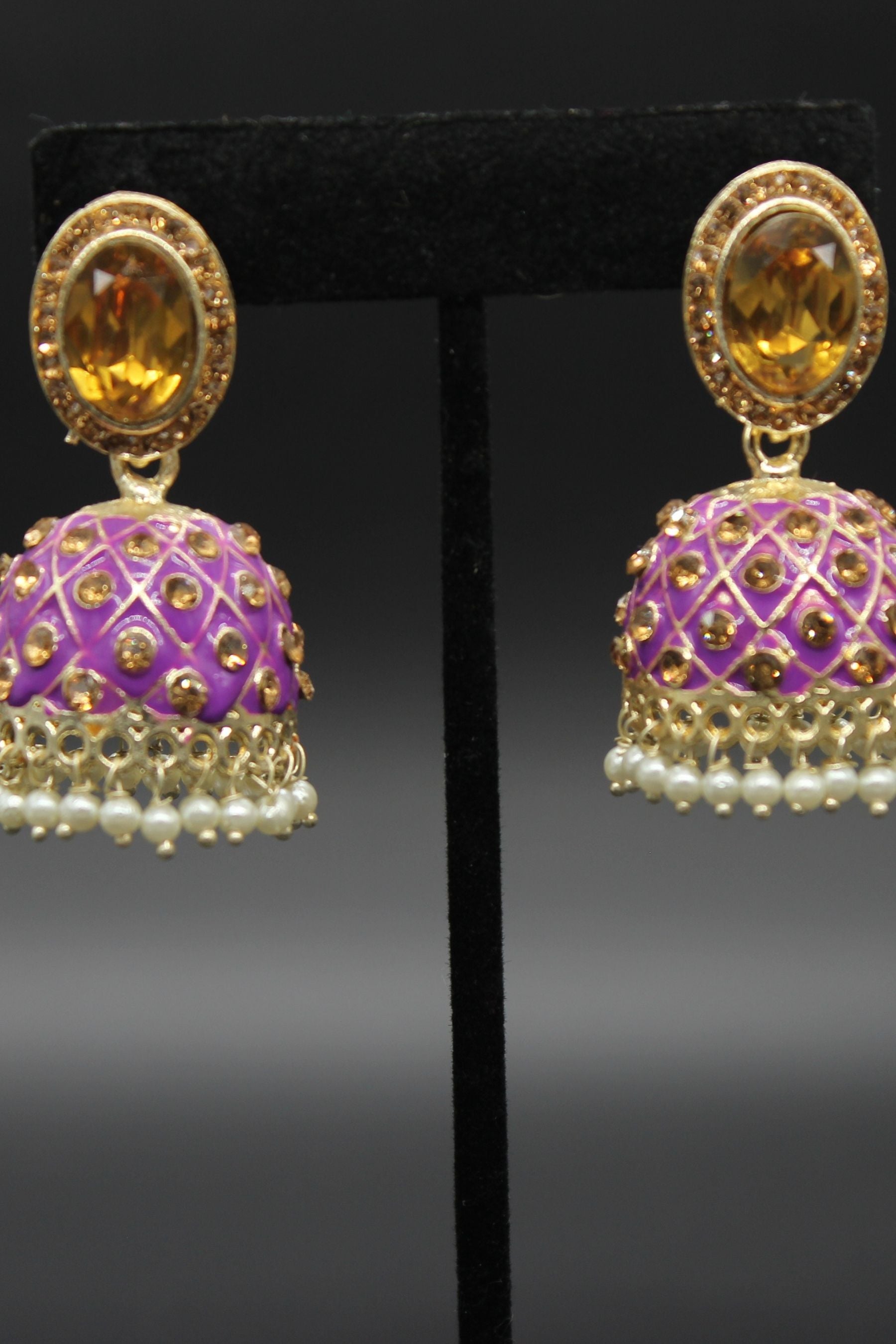 Kundan Jhumka Earrings With stones. Multiple Colors Available