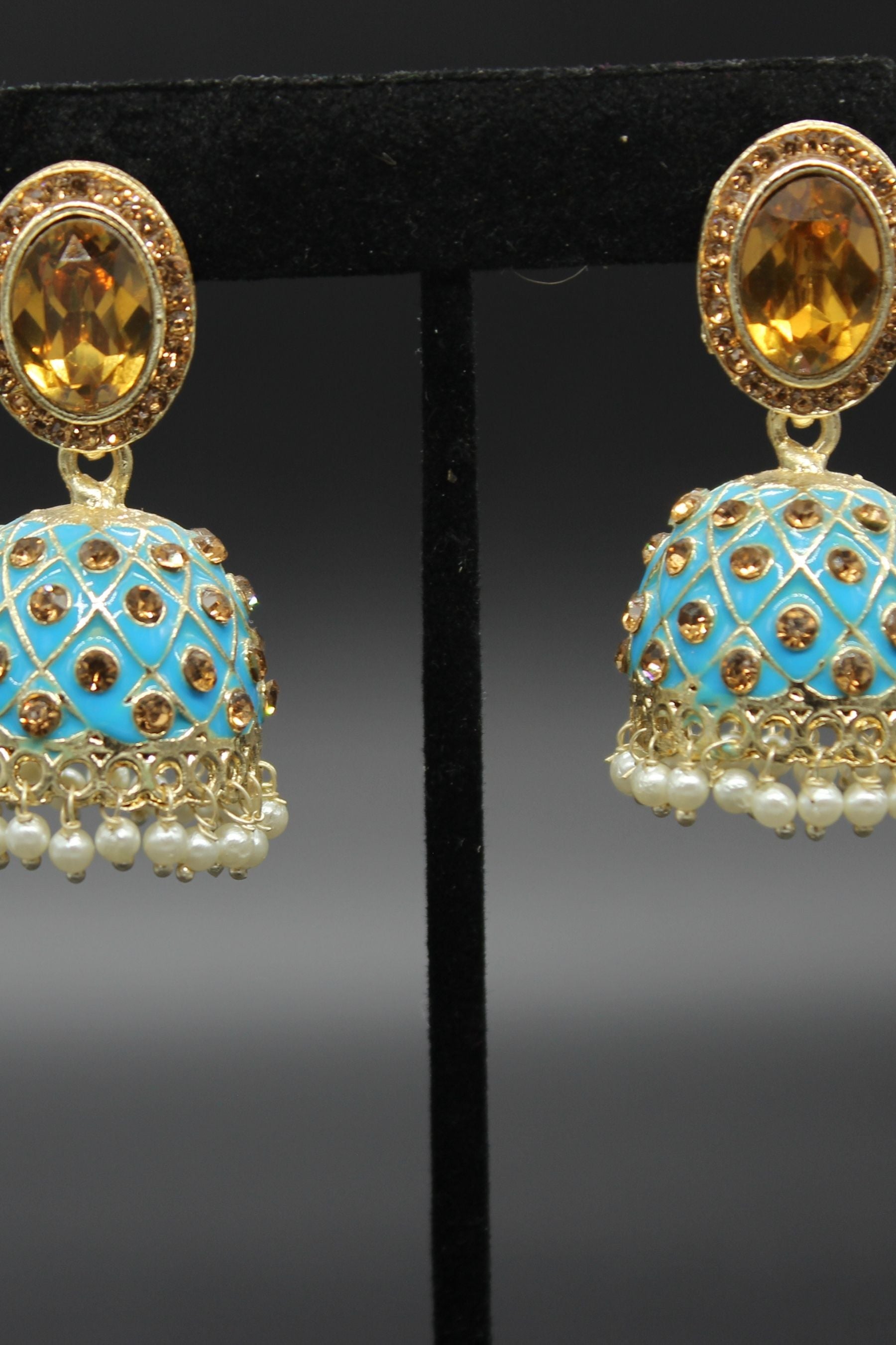 Kundan Jhumka Earrings With stones. Multiple Colors Available