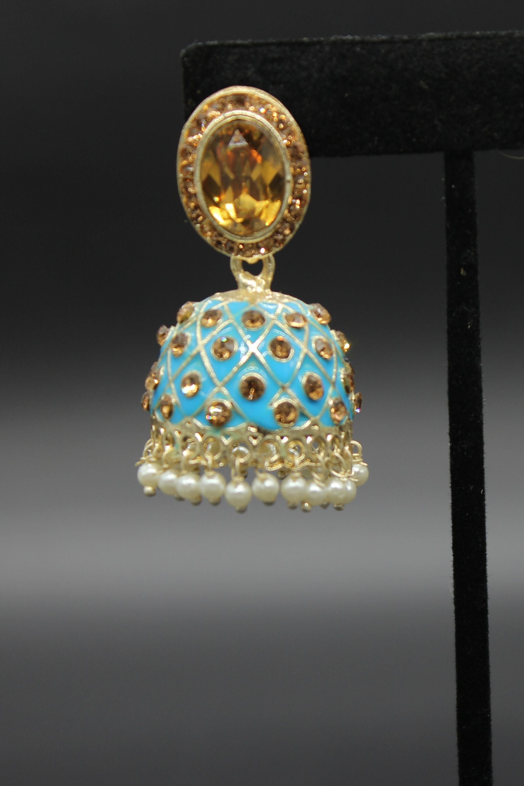 Kundan Jhumka Earrings With stones. Multiple Colors Available