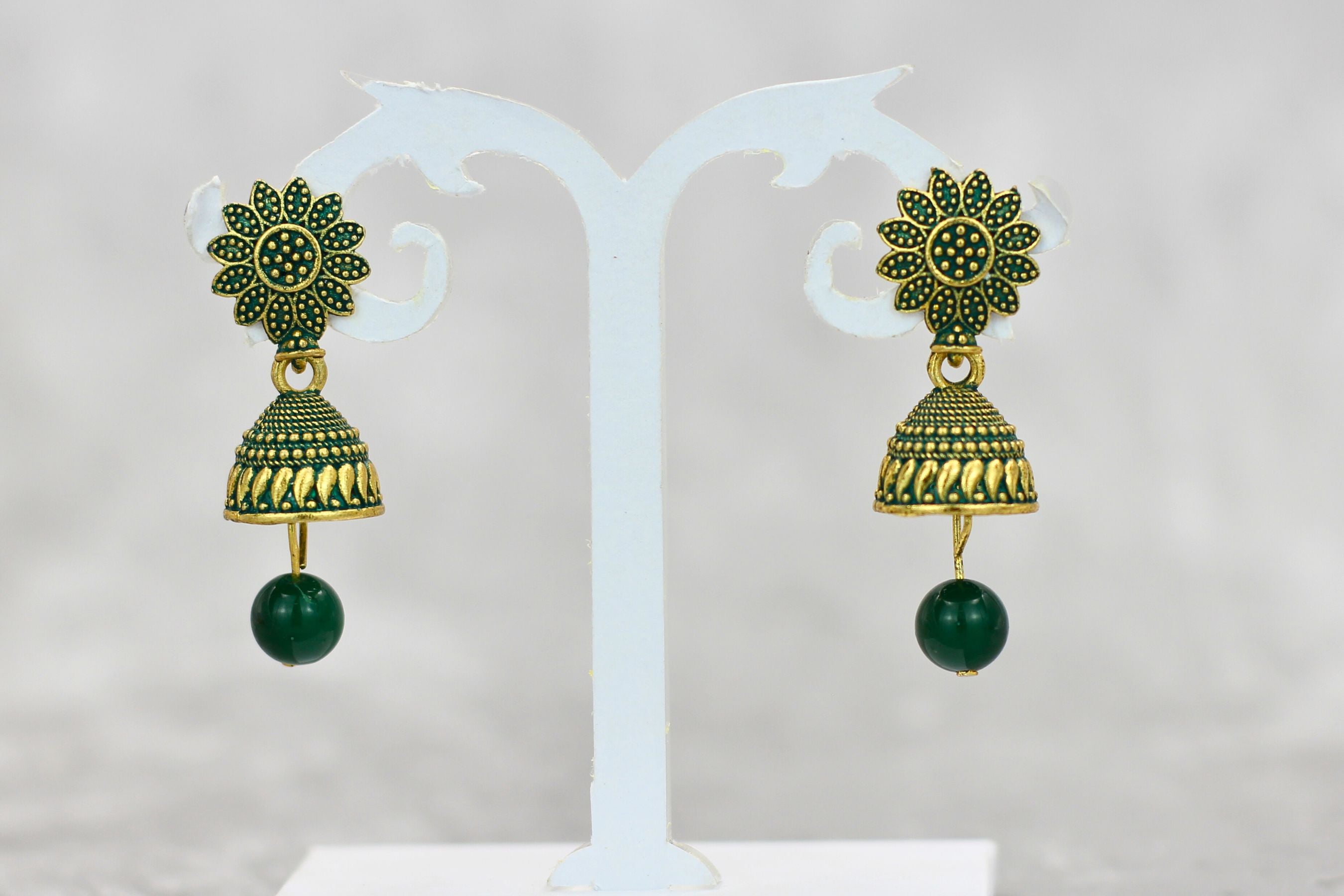 JCS Ethnic-Western Fusion Small Jhumkis: Radiant Gold-Plated Earrings