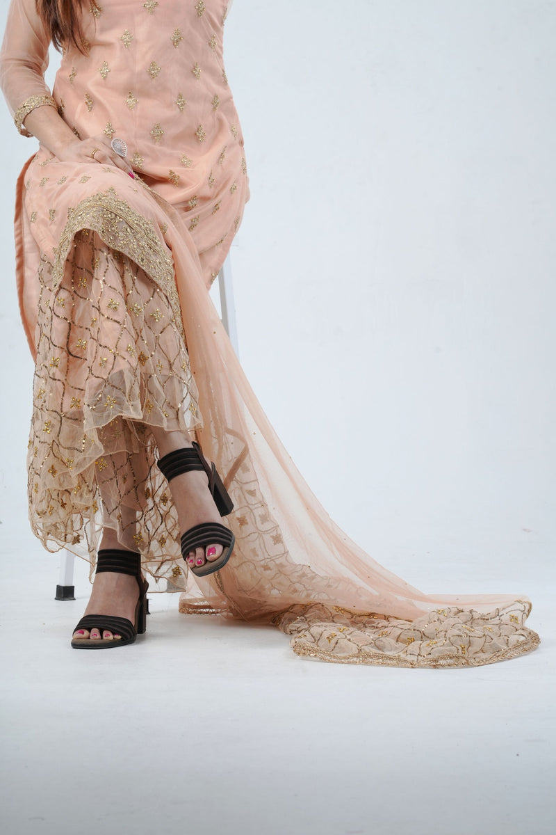 Ethnic Elegance: Soft Net Sharara - Perfect for Special Occasions