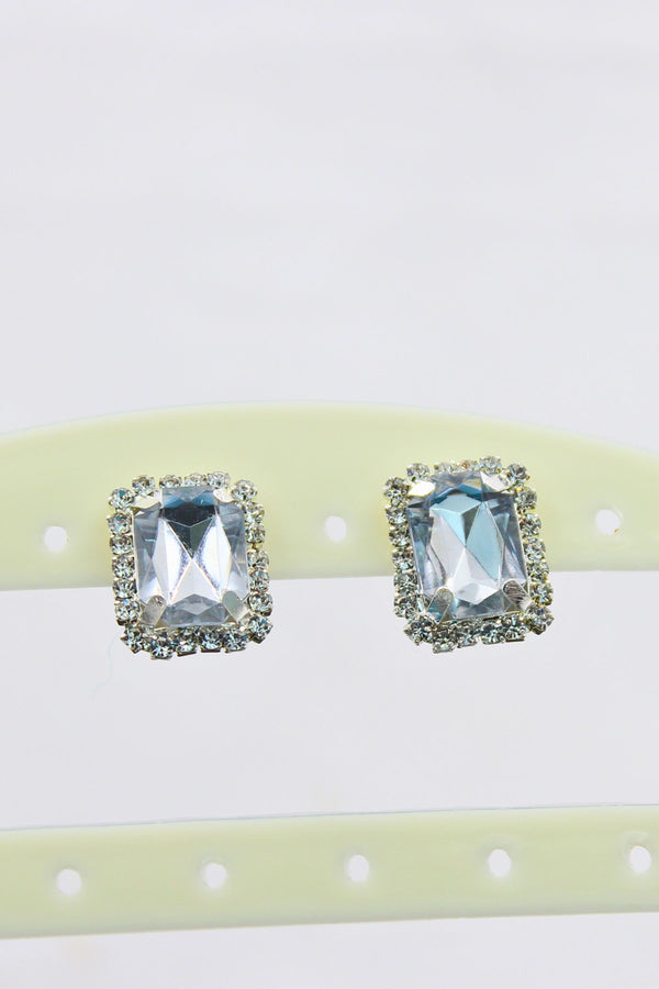 Silver-Plated Oversized Stud Earrings with Cubic Zirconia by JCS Fashions