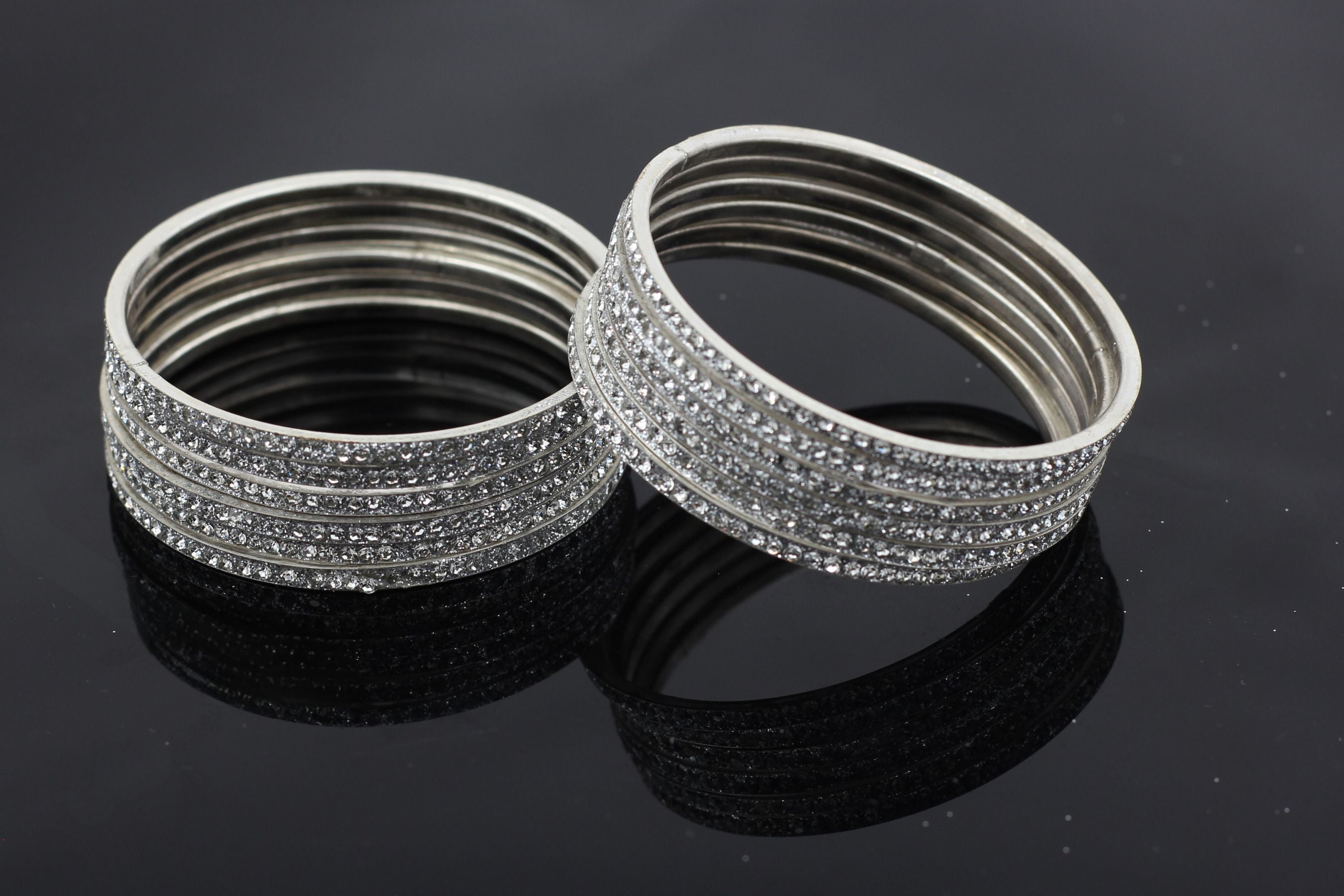 Luxurious Silver-Plated Bangles with Glittering Cubic Zirconia Jewelry JCS Fashions