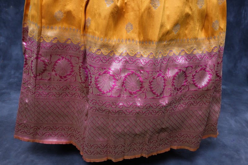 Luxurious Pure Kanchipuram Silk Lehenga With Zari Border and Dupatta