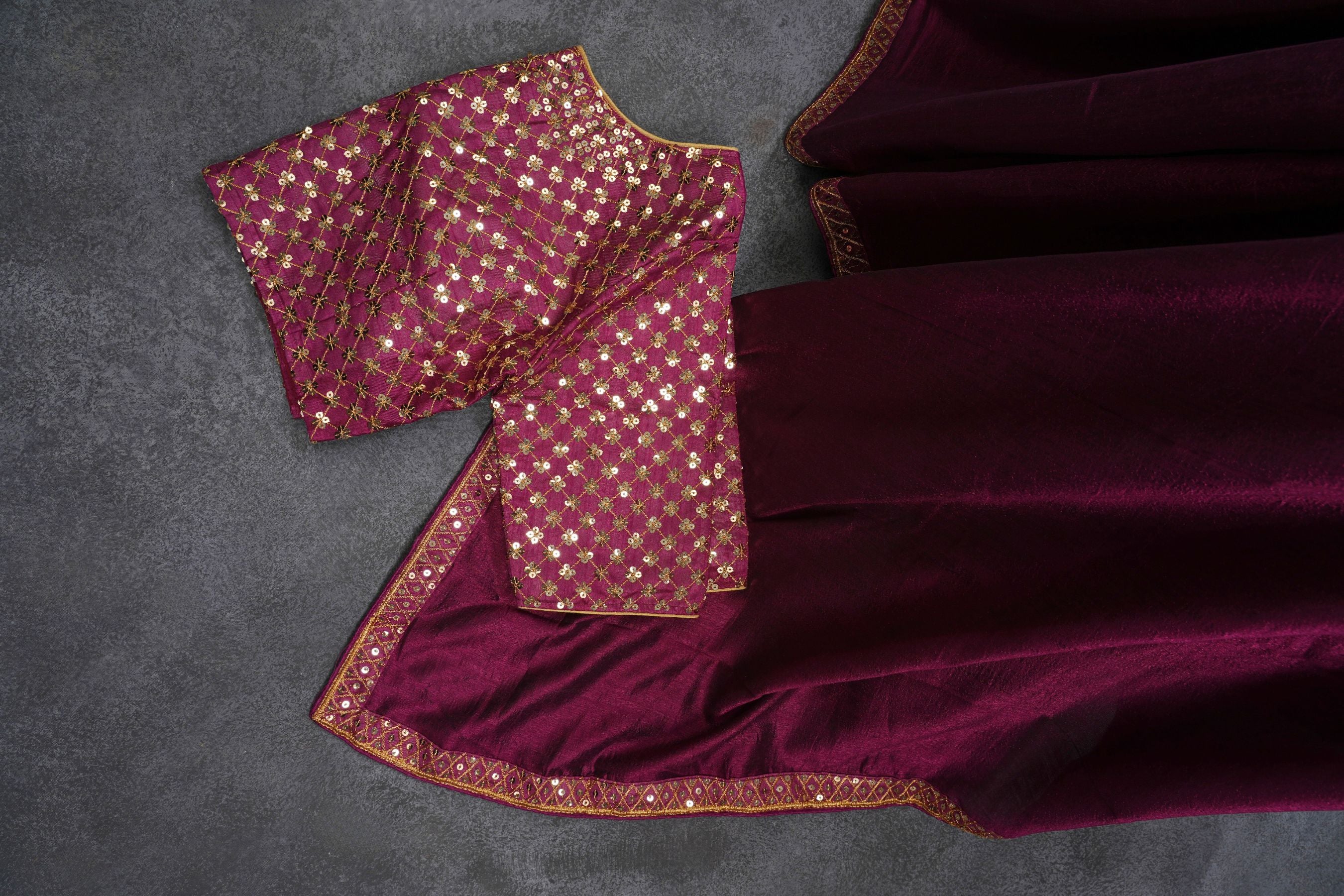 Chic Silk Saree with Sequins Lace and Designer Blouse Saree JCS Fashions