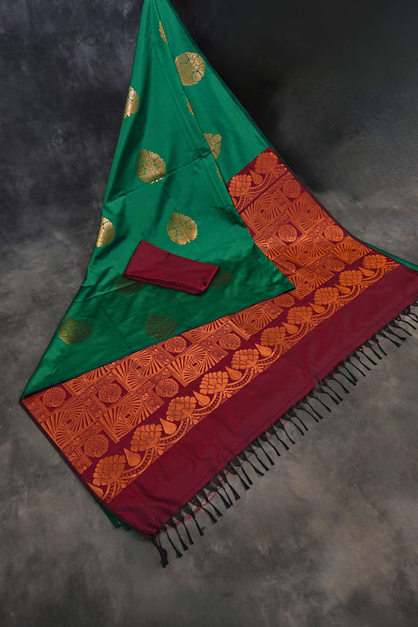 Elegant Kanchipuram Blended Silk Saree in Rich Colors by JCSFashions