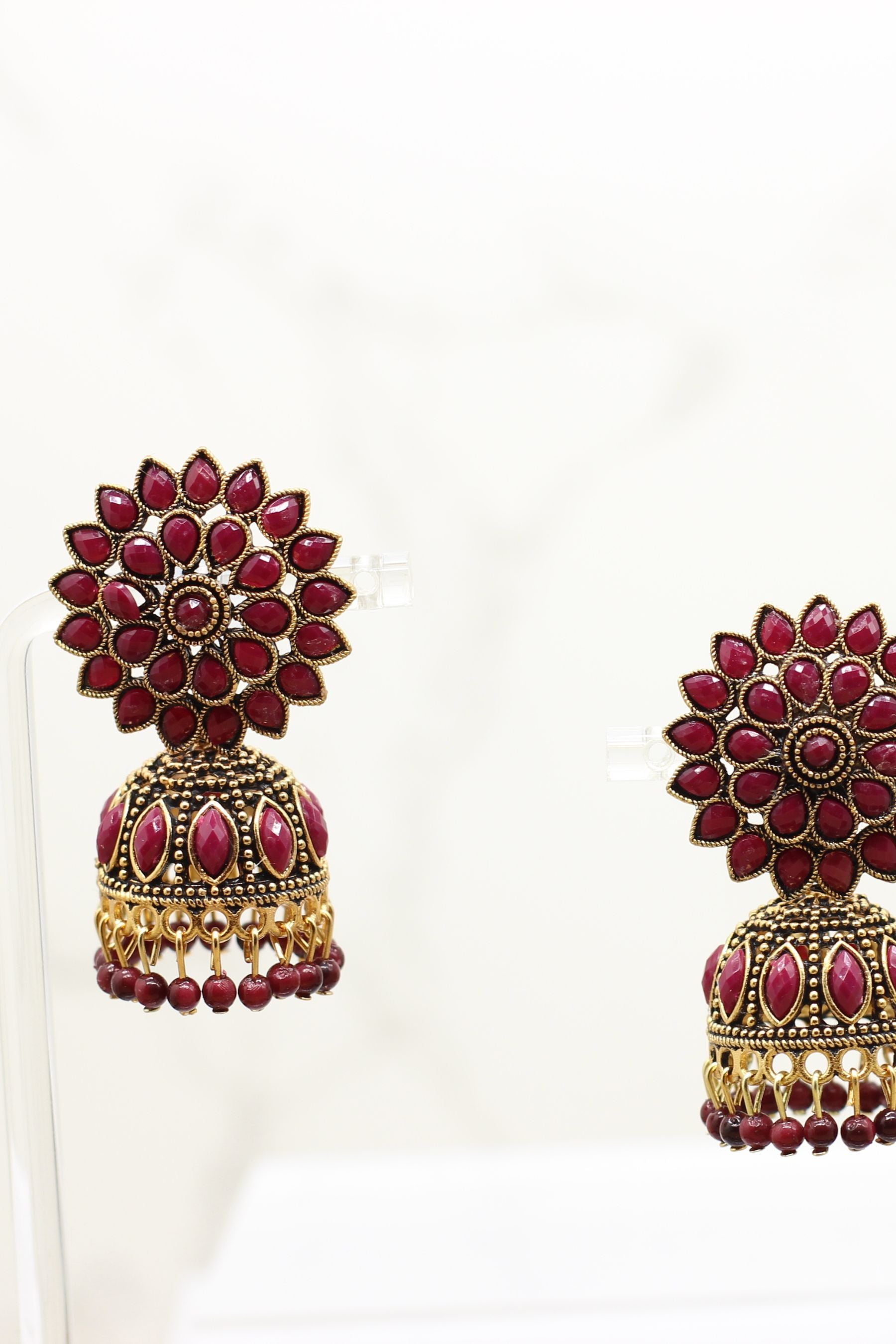 Antique Gold Jhumka Earrings: Elegant Beads, Explore Chic Glam Jewelry JCS Fashions