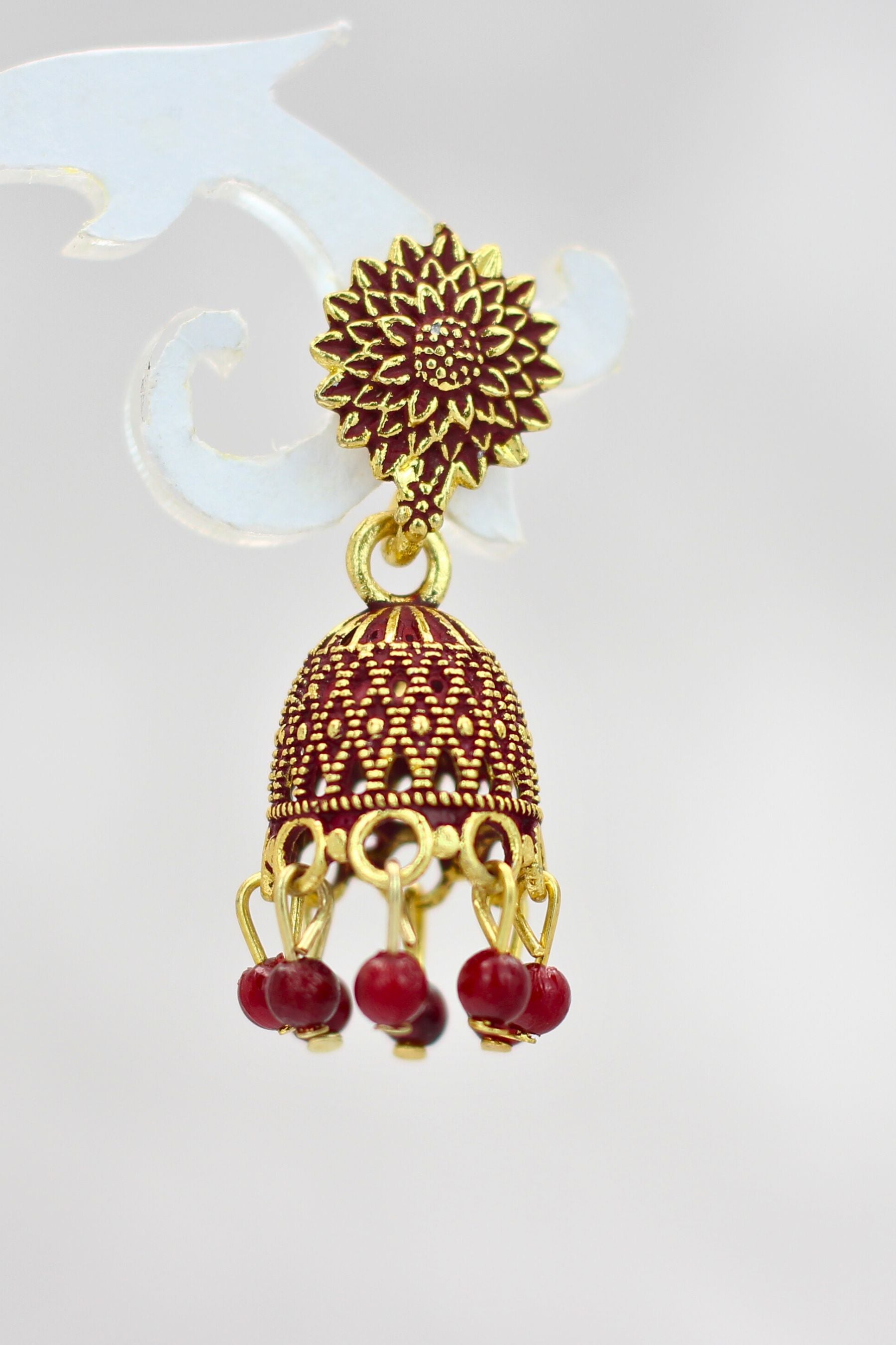 Opulent Gold Plated Jhumkas with Pearls - Durable & Elegant Earrings Jewelry JCS Fashions