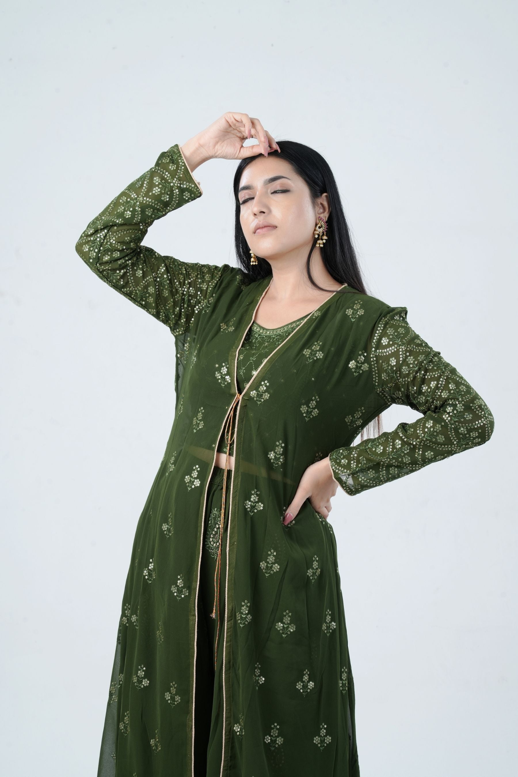 Effortlessly Chic Real Georgette Crop Top & Plazzo Set for Stylish Looks KURTI JCS Fashions