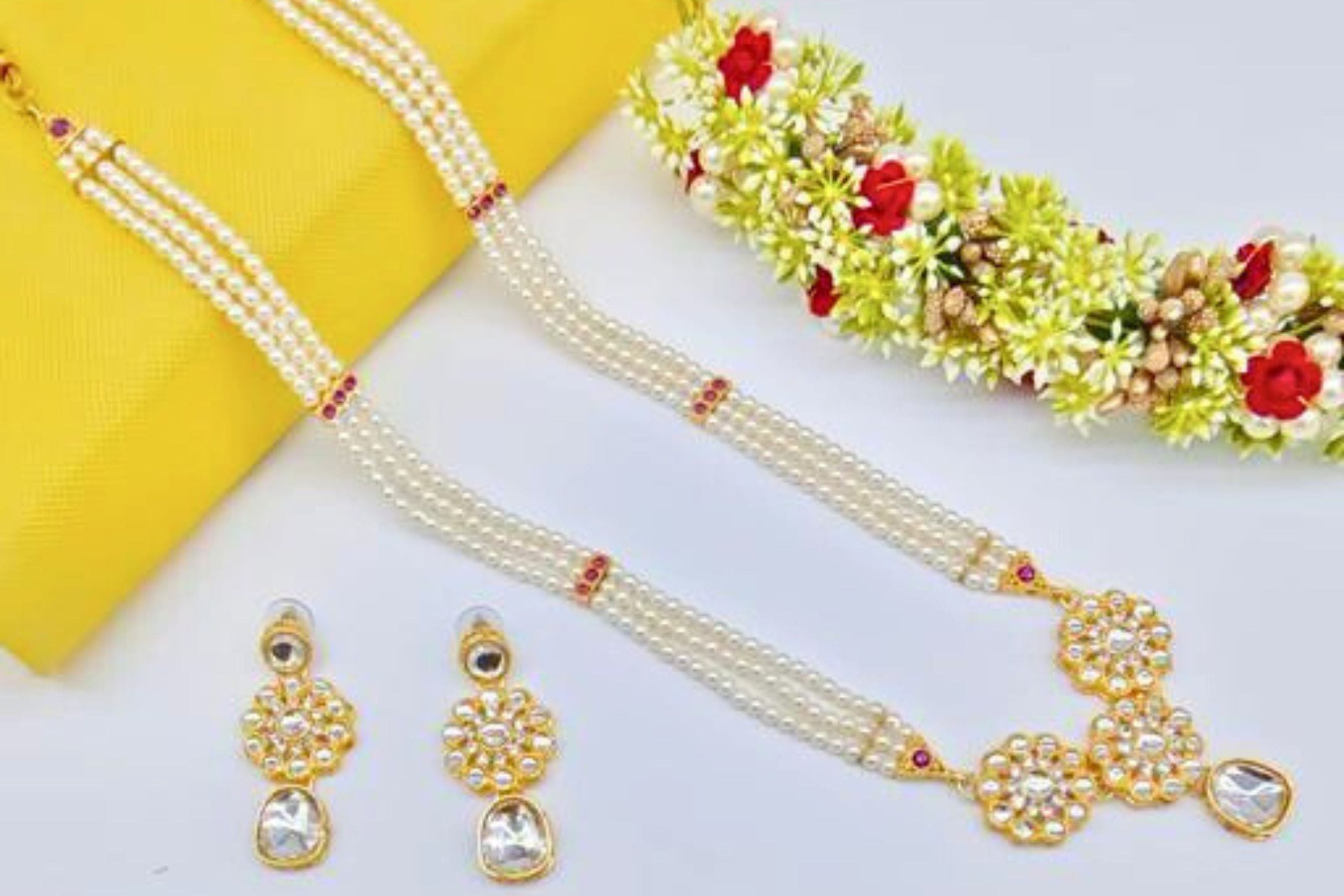 Regal Long Kundan Mala Set with American Diamonds in Gold Plating Jewelry JCS Fashions