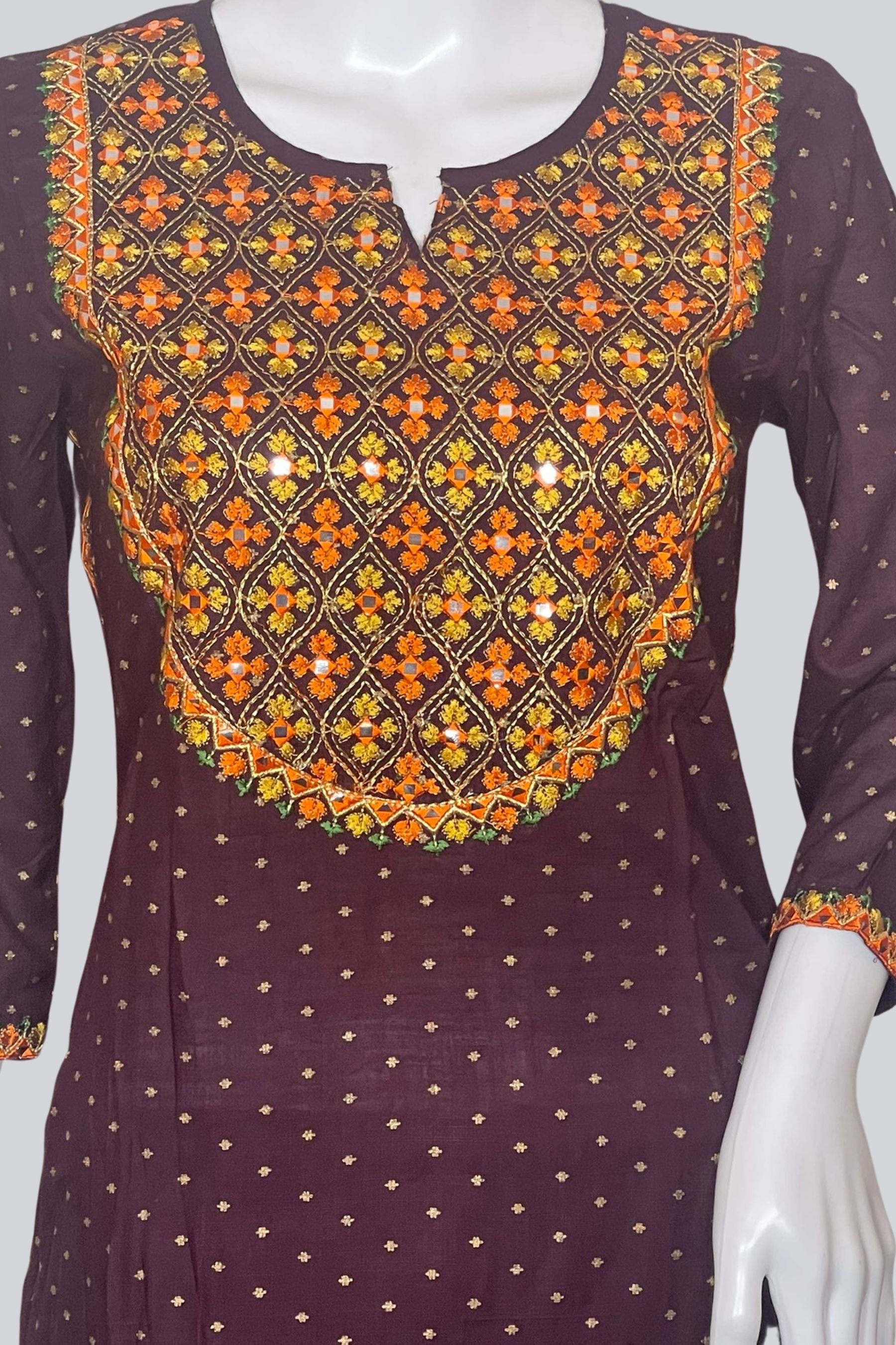 Designer Straight Kurti with Embroidery & Mirror Magic - JCS Fashions KURTI JCS Fashions