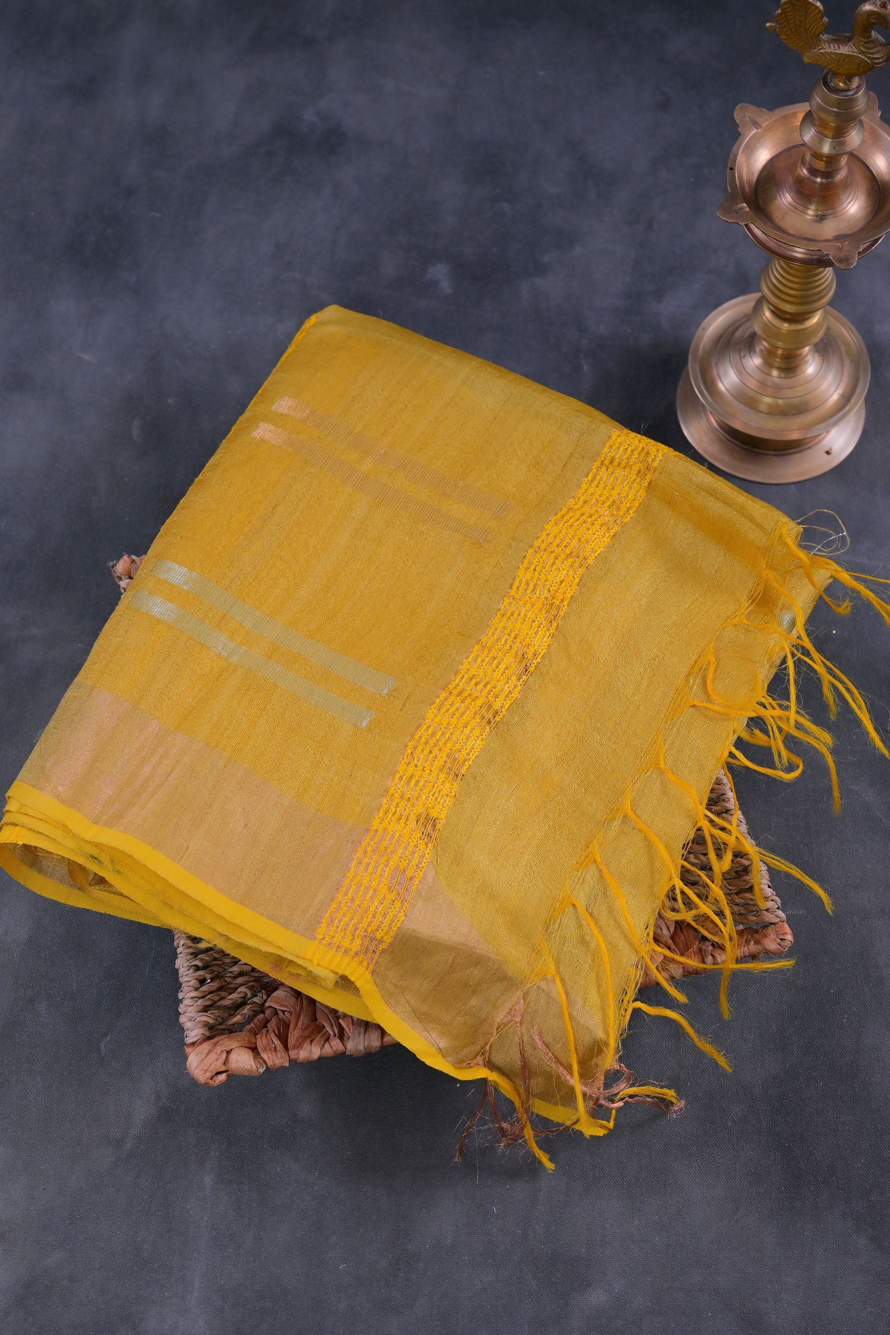 Regal Golden Silk-Cotton Saree: Lightweight & Handcrafted by JCSFashions