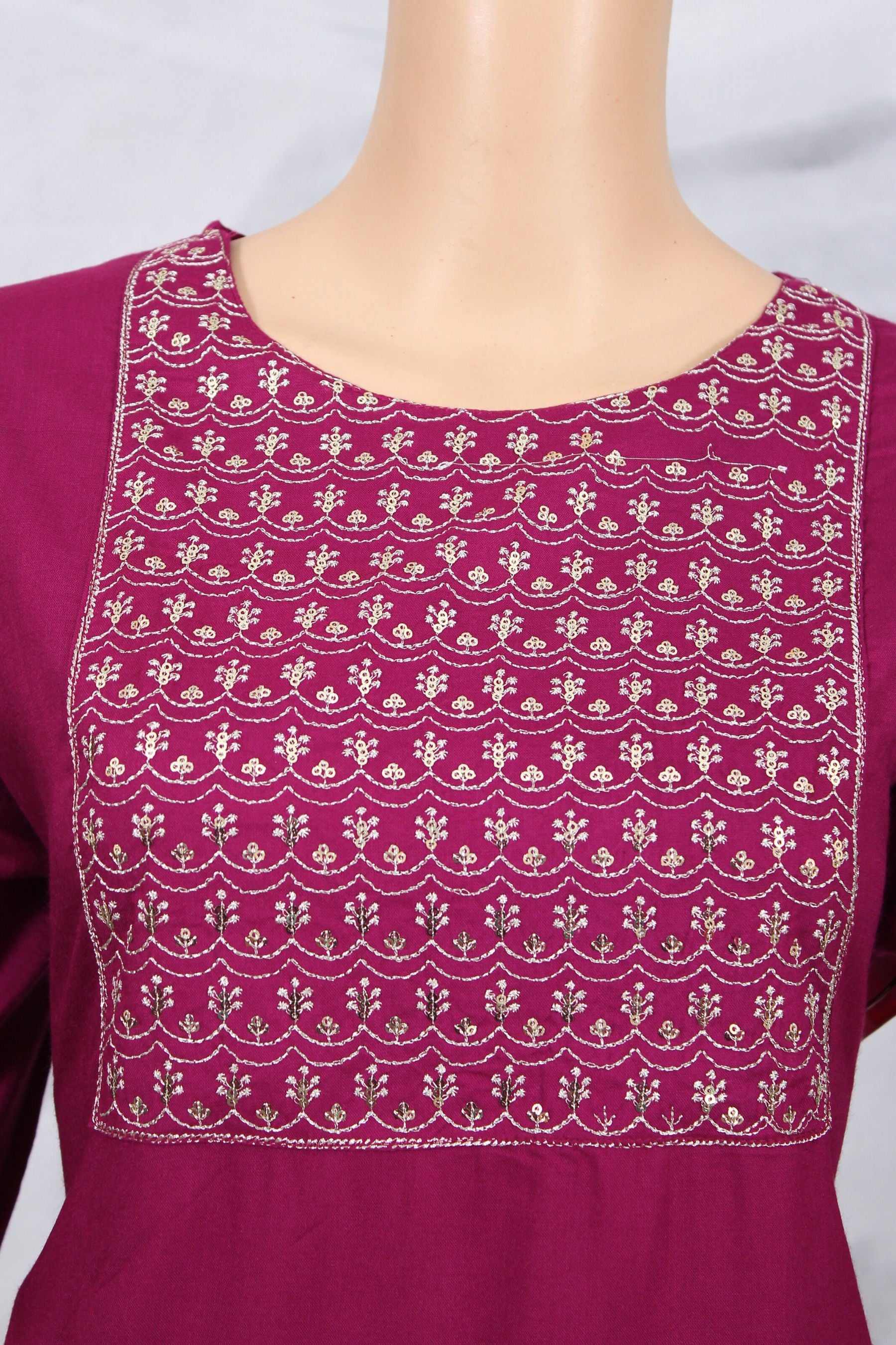 Zari Embroidered Elegance: JCSFashions' Handcrafted Cotton Kurti KURTI JCS Fashions