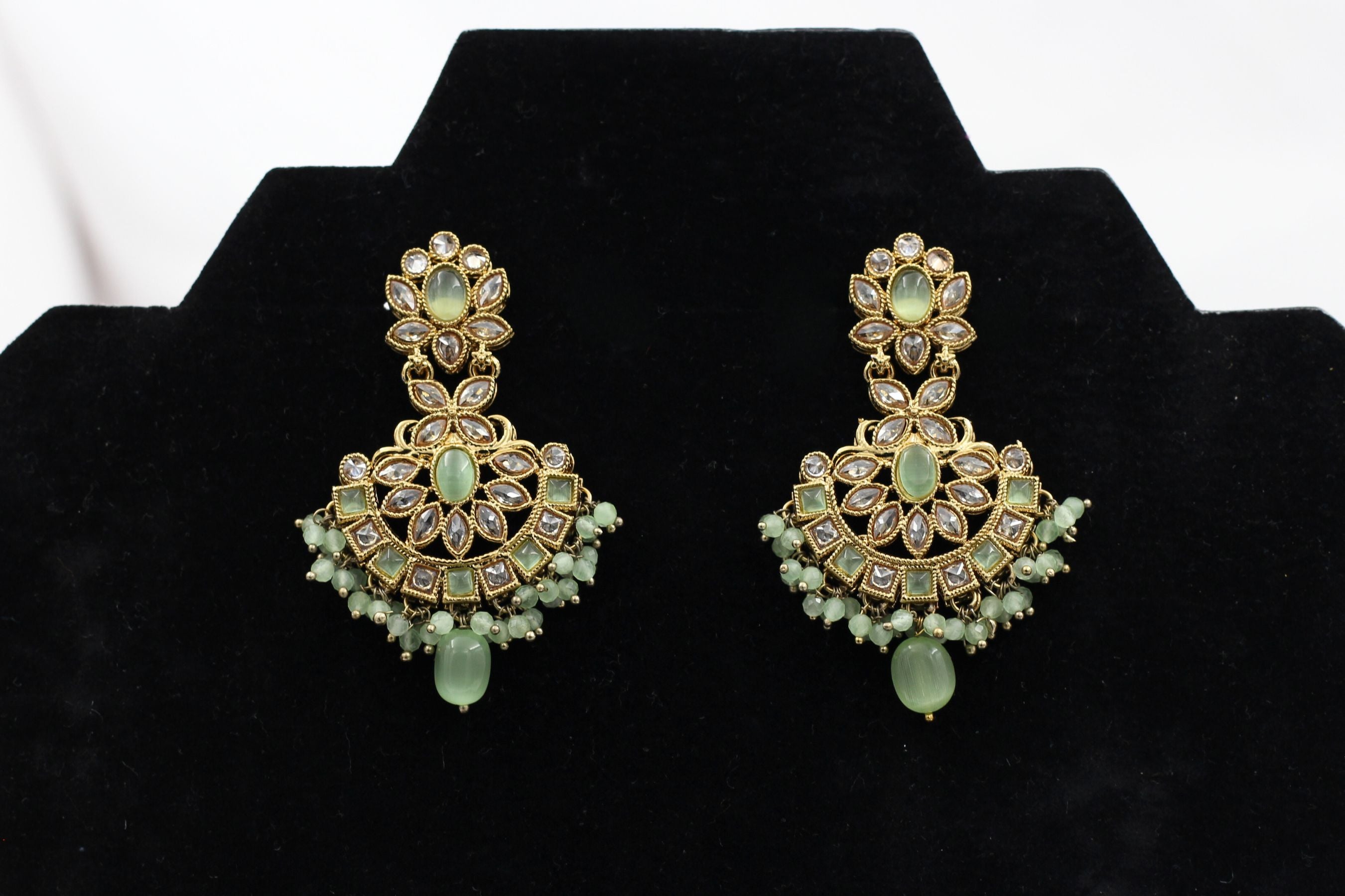 Stone Kundan Earrings - Premium Quality Sparkle for Special Occasions Jewelry JCS Fashions Green 2.3 inch