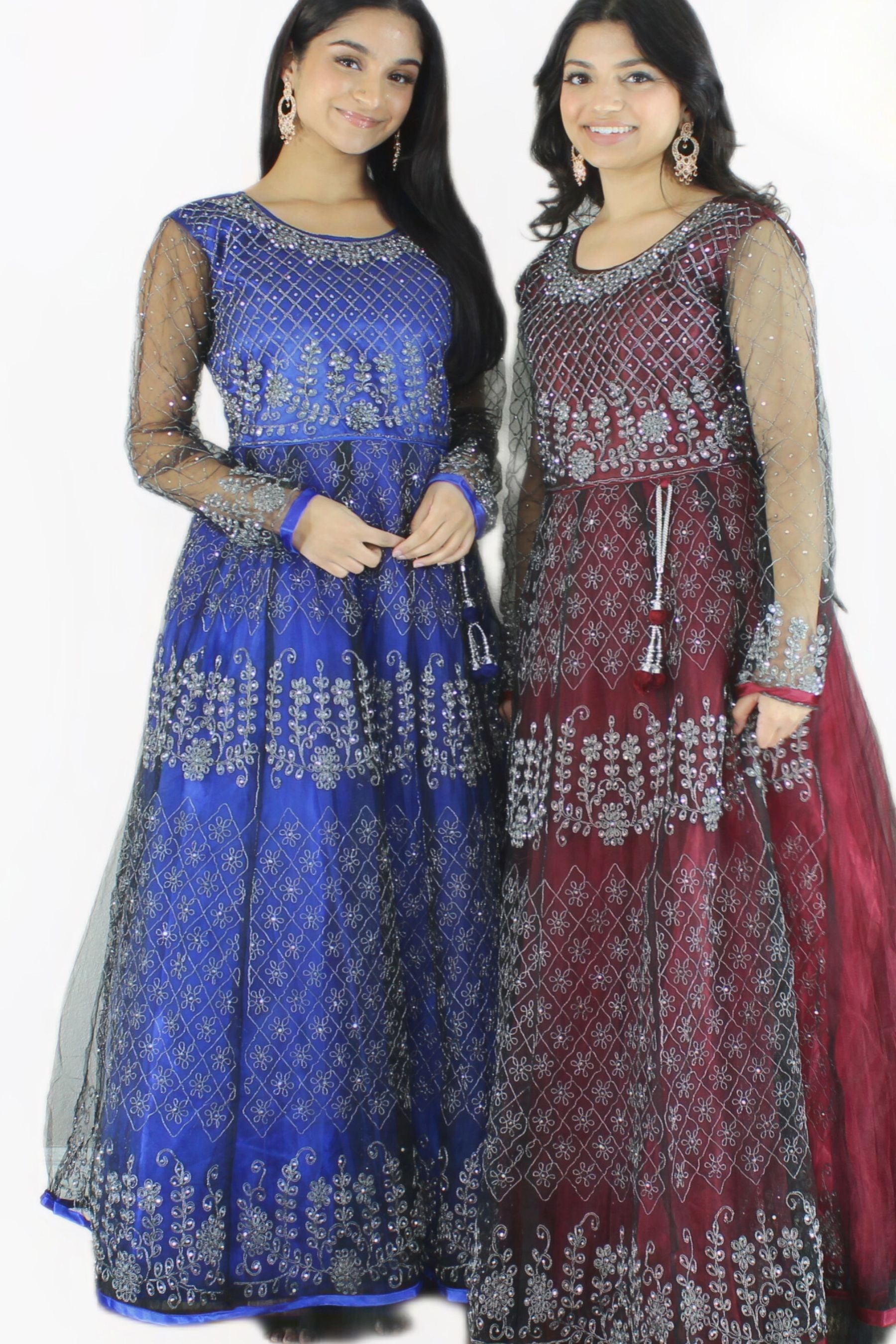 Exquisite Mother-and-daughter combo Stone work long dress KURTI JCS Fashions Blue Medium (38)