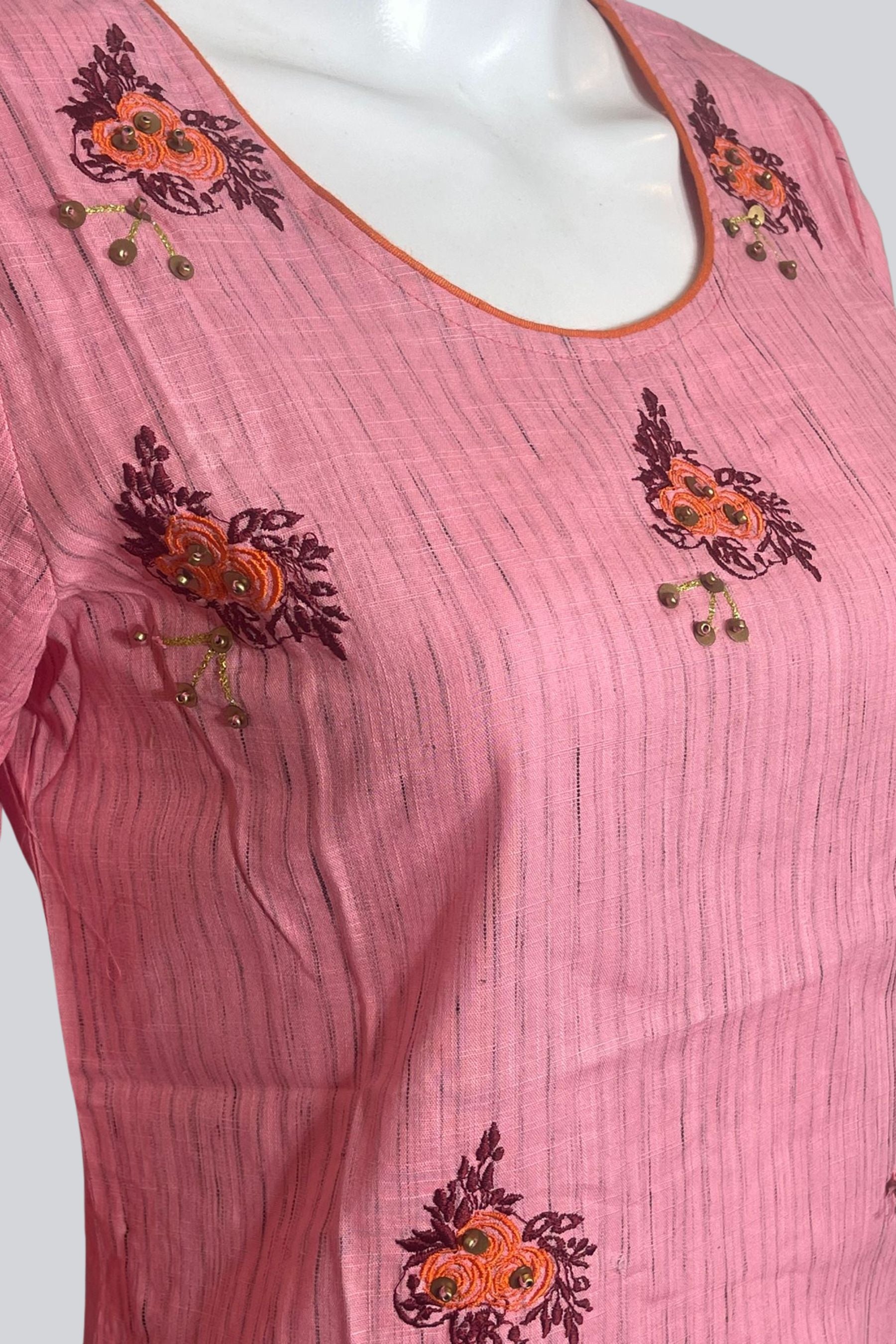 Cotton Kurti with Beads & Embroidery | Length: 43 | JCSFashions KURTI JCS Fashions