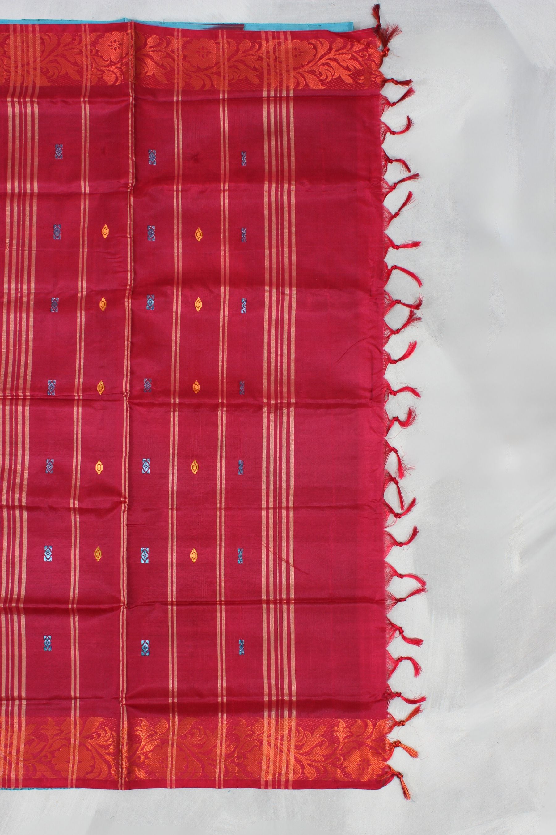 Banana Pith Saree with Zari Border: Handcrafted Ethnic Elegance Saree JCS Fashions