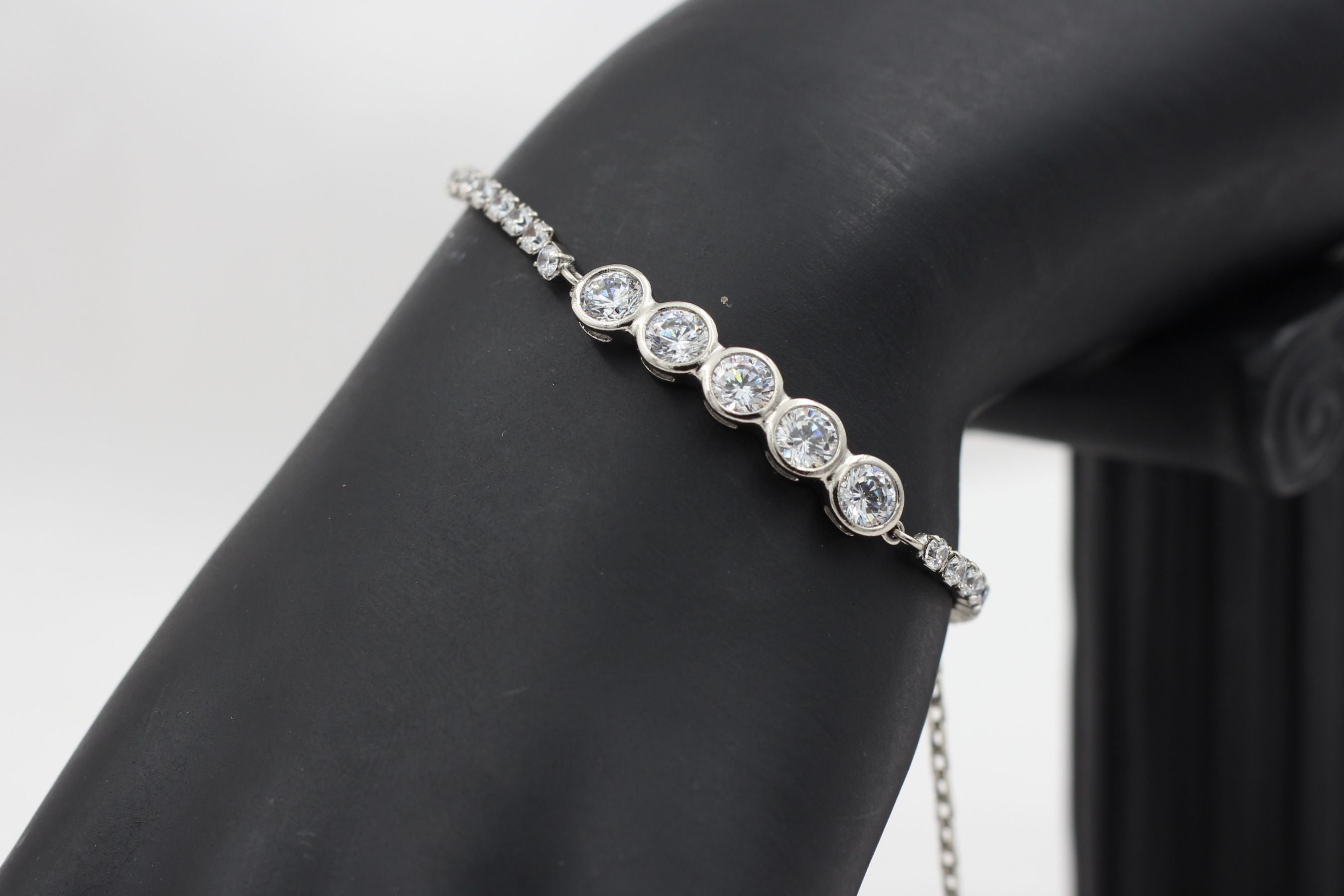 Chic XUPING Silver Bracelet with Dazzling White Stones - JCSFashions Jewelry JCS Fashions