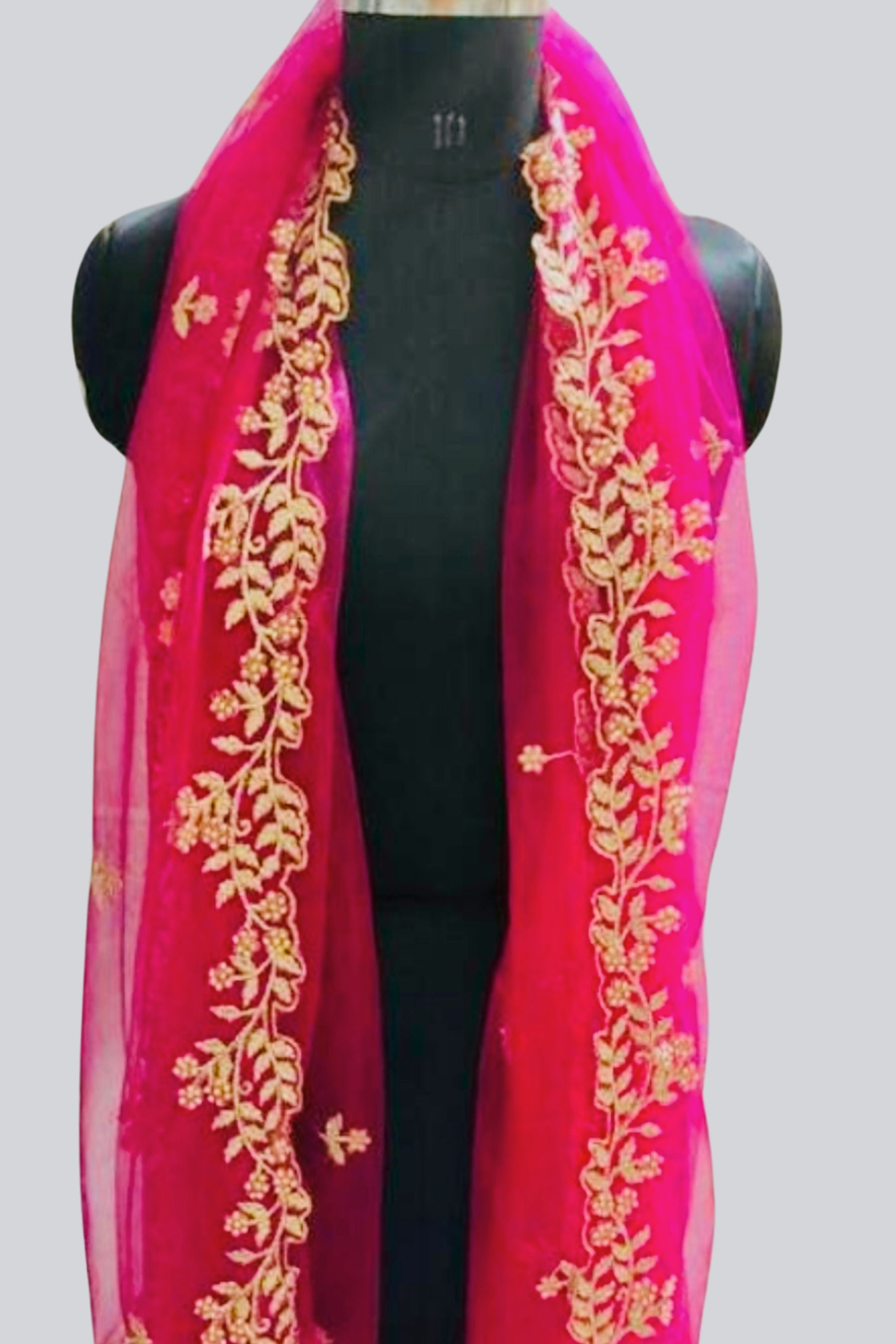 JCS Elegance Embellished Beaded Net Dupatta for Chic Ethnic Ensembles