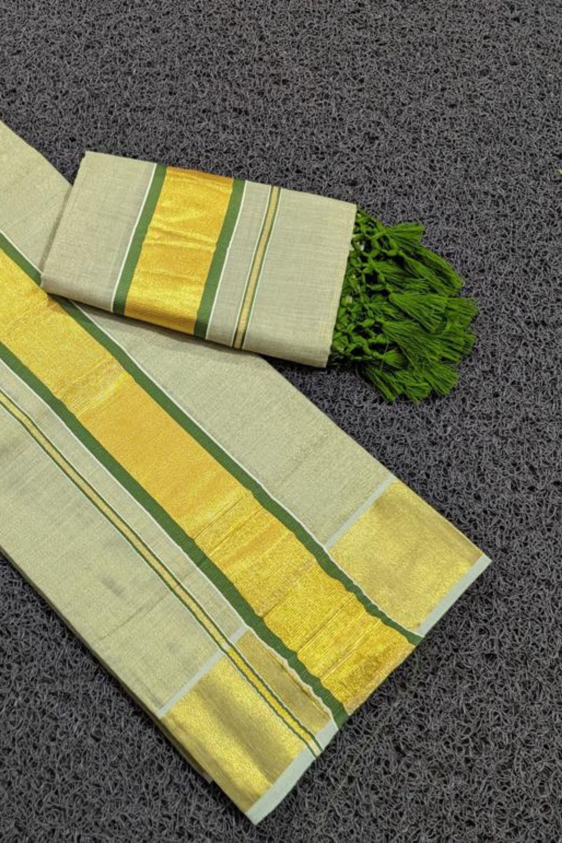 Elegant Vishu Collections 2024 Saree - Premium Color Tissue with Tussels Saree JCS Fashions