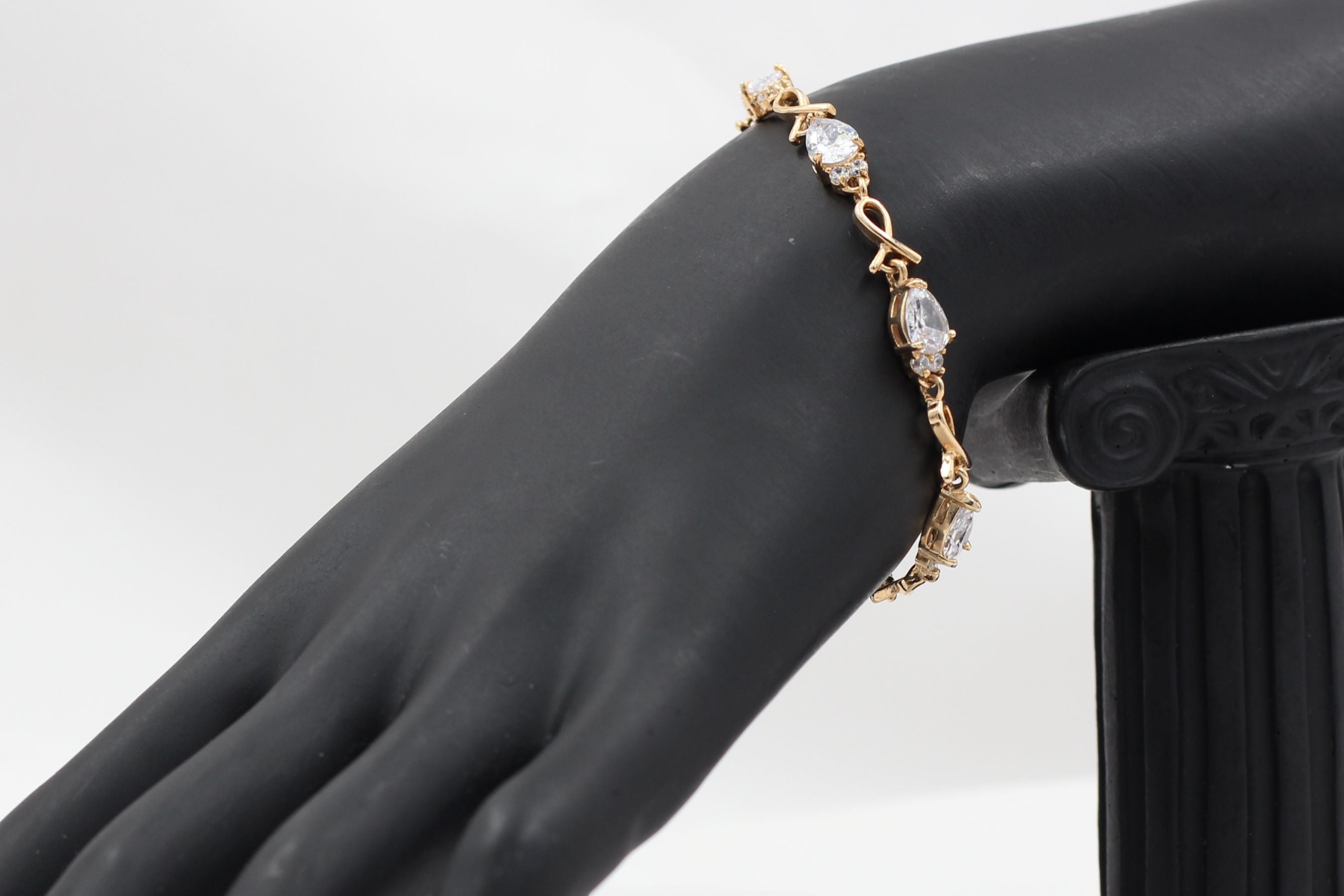 XUPING Exquisite Rose Gold Bracelet with Sparkling White Stones Jewelry JCS Fashions