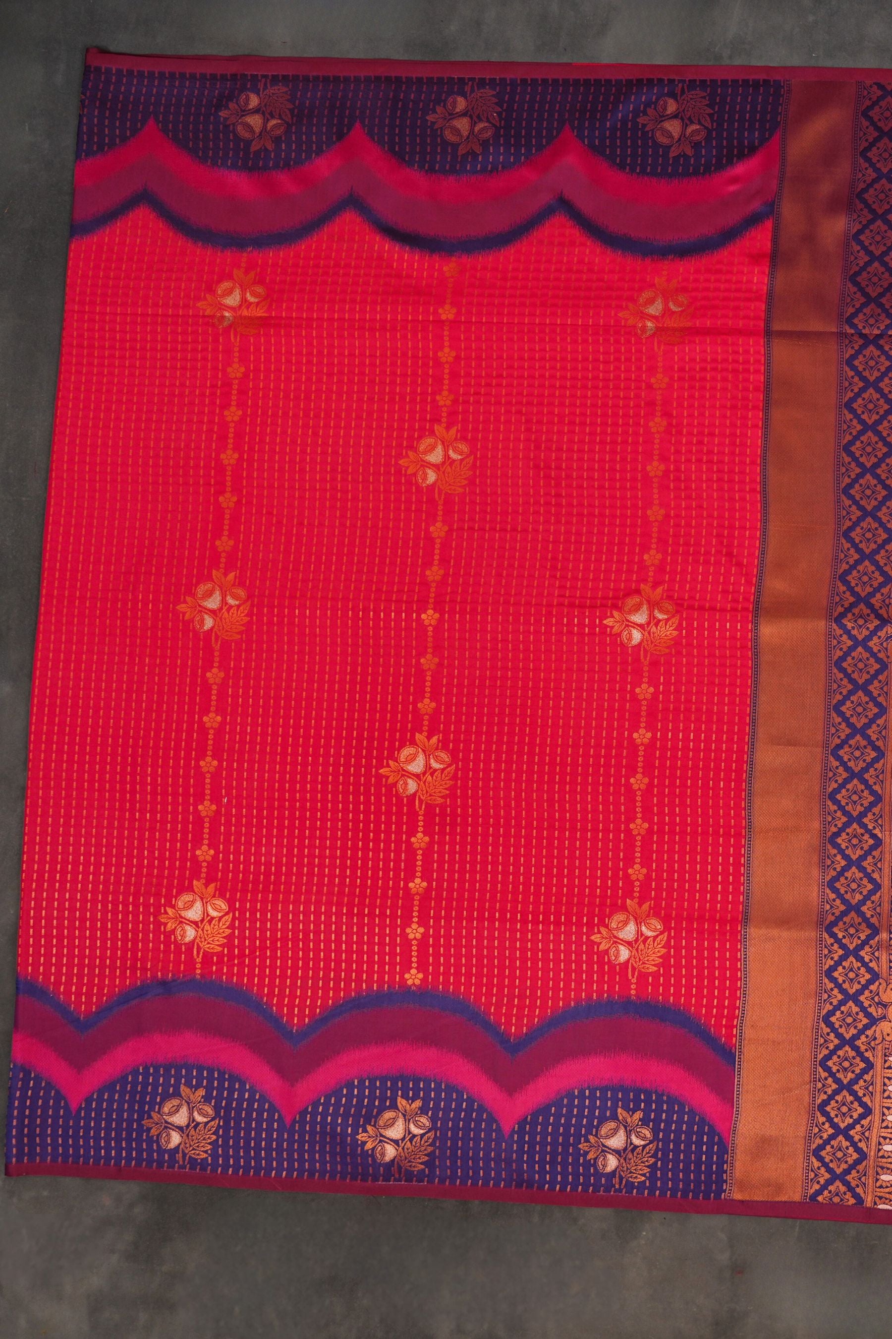 Luxurious Kanchipuram Semi-Silk Saree with Copper Zari