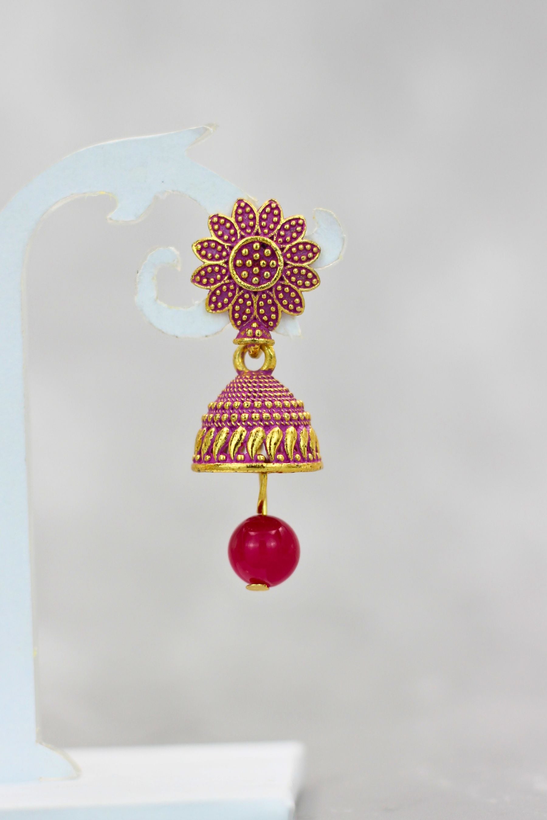 JCS Ethnic-Western Fusion Small Jhumkis: Radiant Gold-Plated Earrings