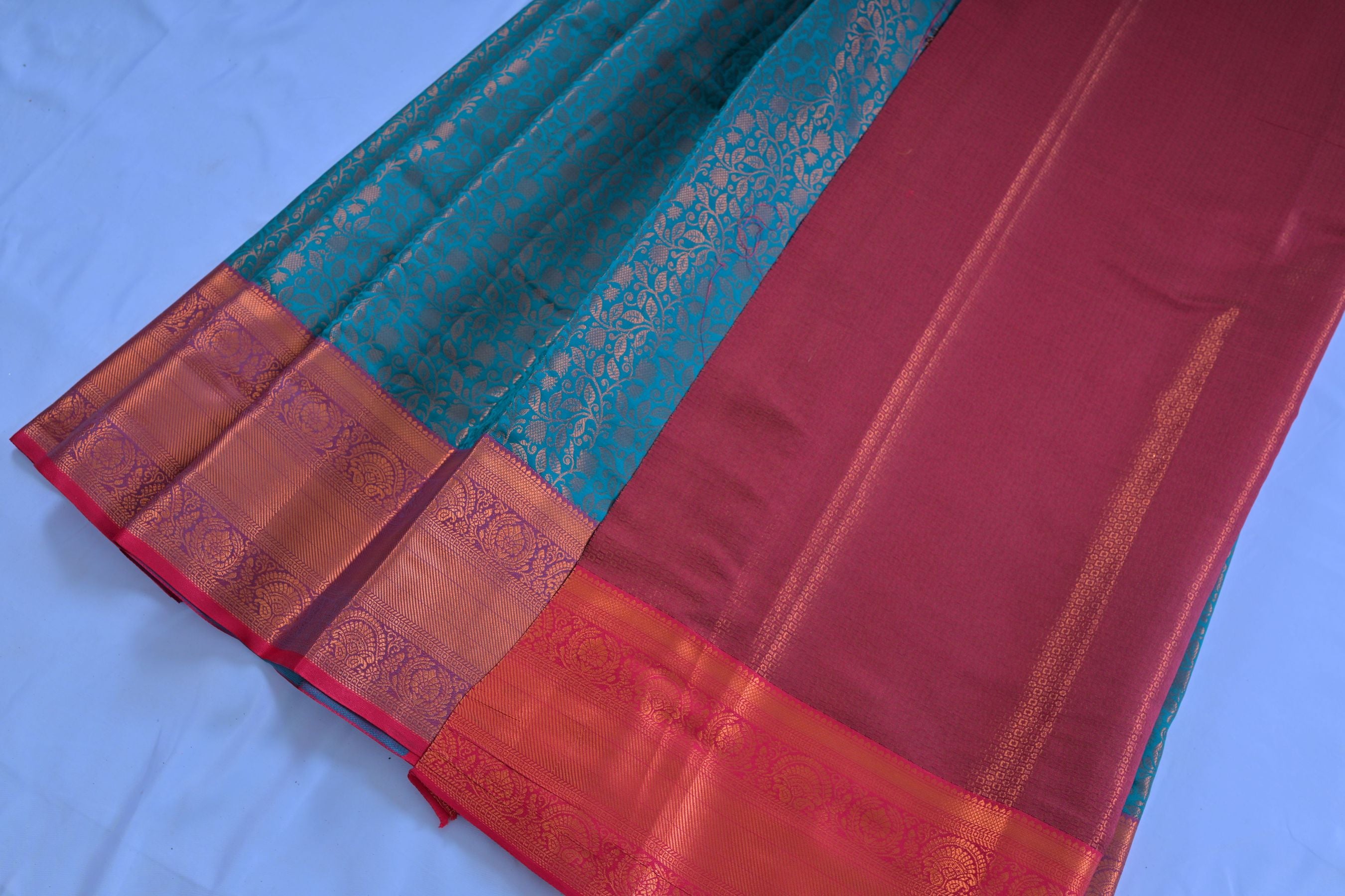 Radiant Semi-Silk Saree with Golden Zari and Unique Dual-Border Design Saree JCS Fashions