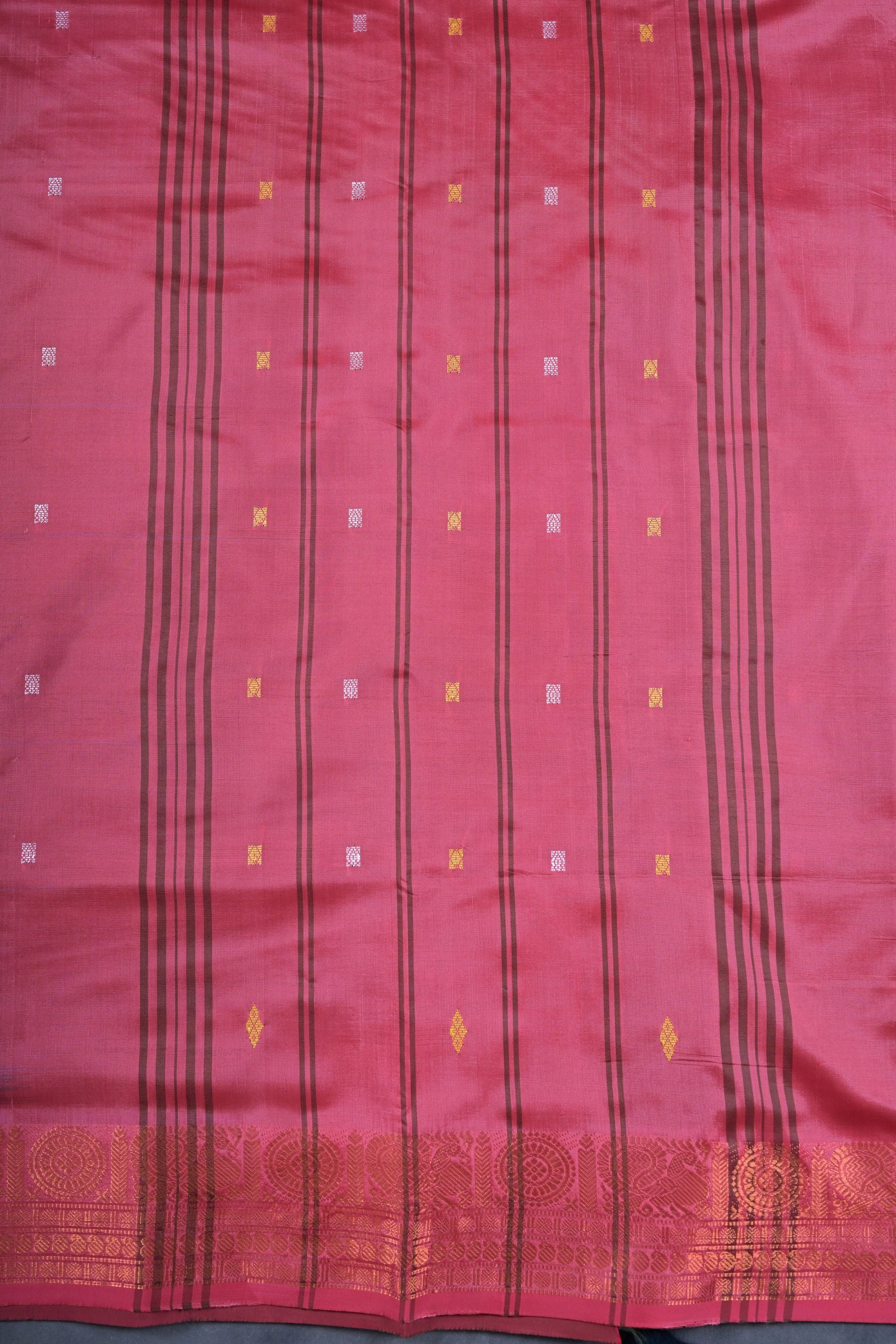 Banana Pith Saree with Rich Copper Zari Border - Indian Craftsmanship Saree JCS Fashions