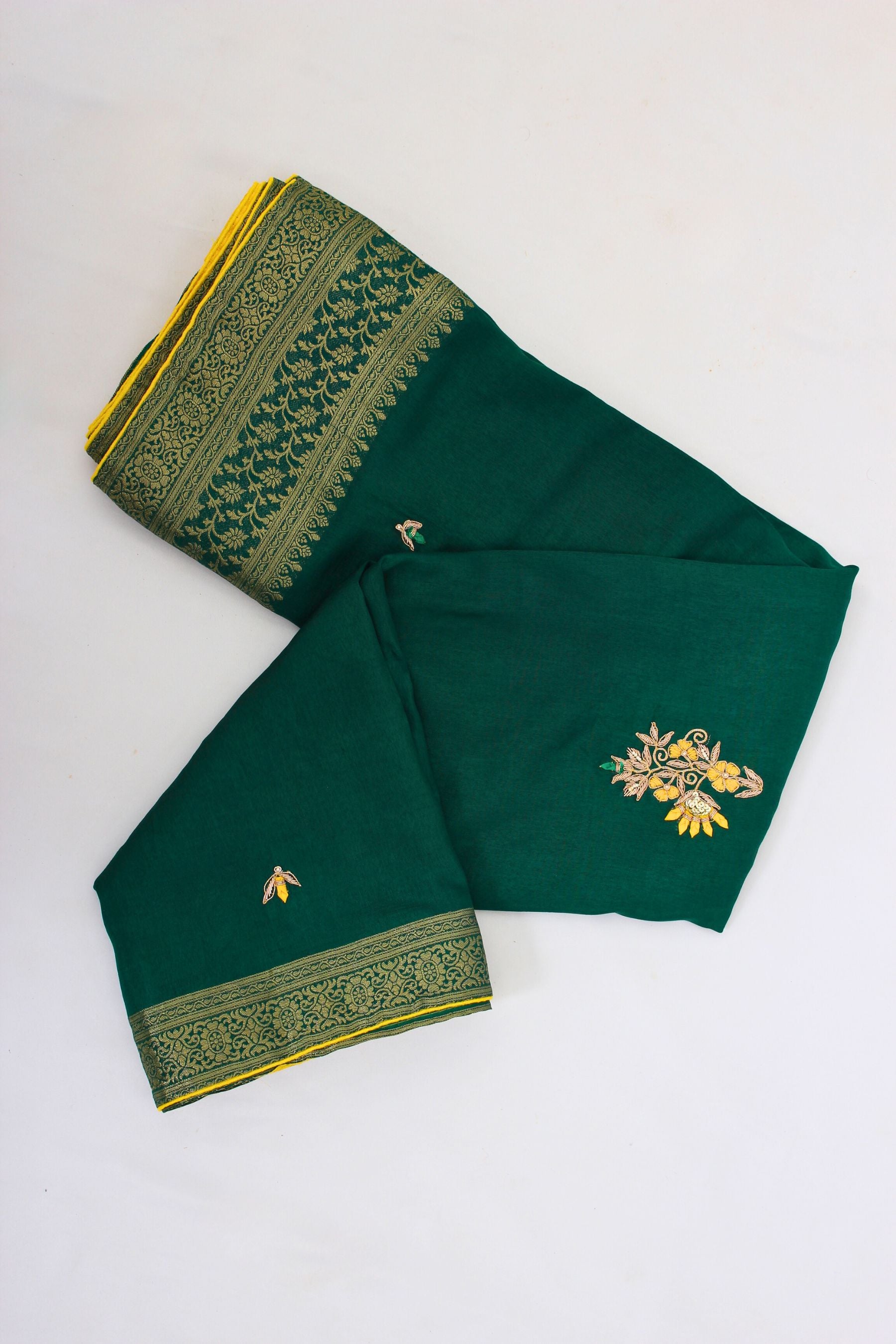 Heavy Moonga Silk Saree with Banarasi Weaving & Zardosi Work Blouse