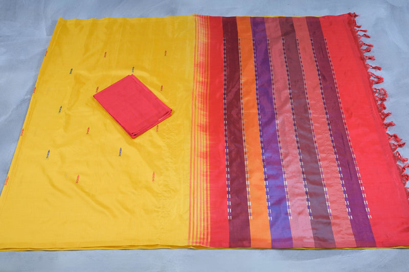 Eco-Chic Handwoven Banana Pith Saree with Blouse Piece - JCS Fashions