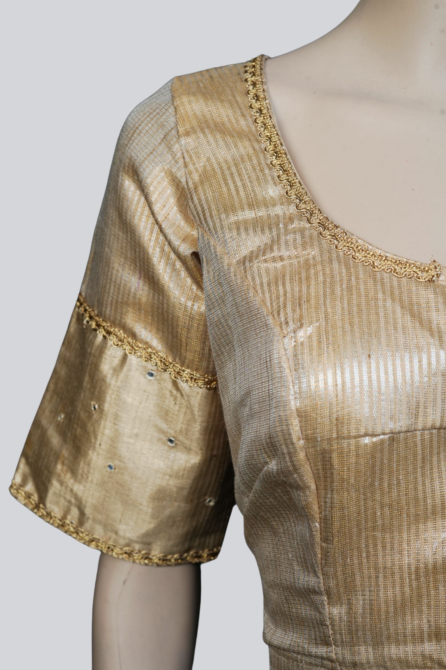 Radiant Gold: Elevate Your Style with Tissue Silk Blouse at JCSFashions Blouse JCS Fashions