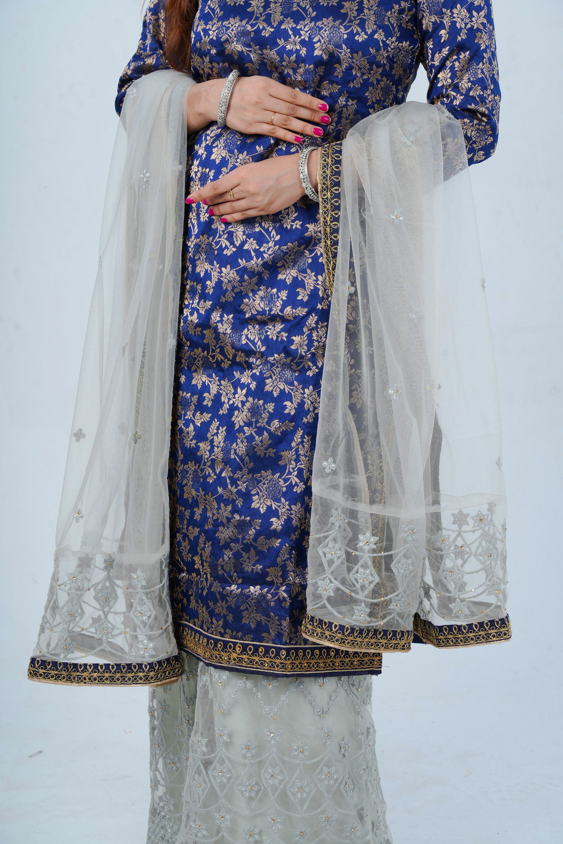 Exquisite Embroidered Palazzo and Salwar kameez Suit in Blue KURTI JCS Fashions