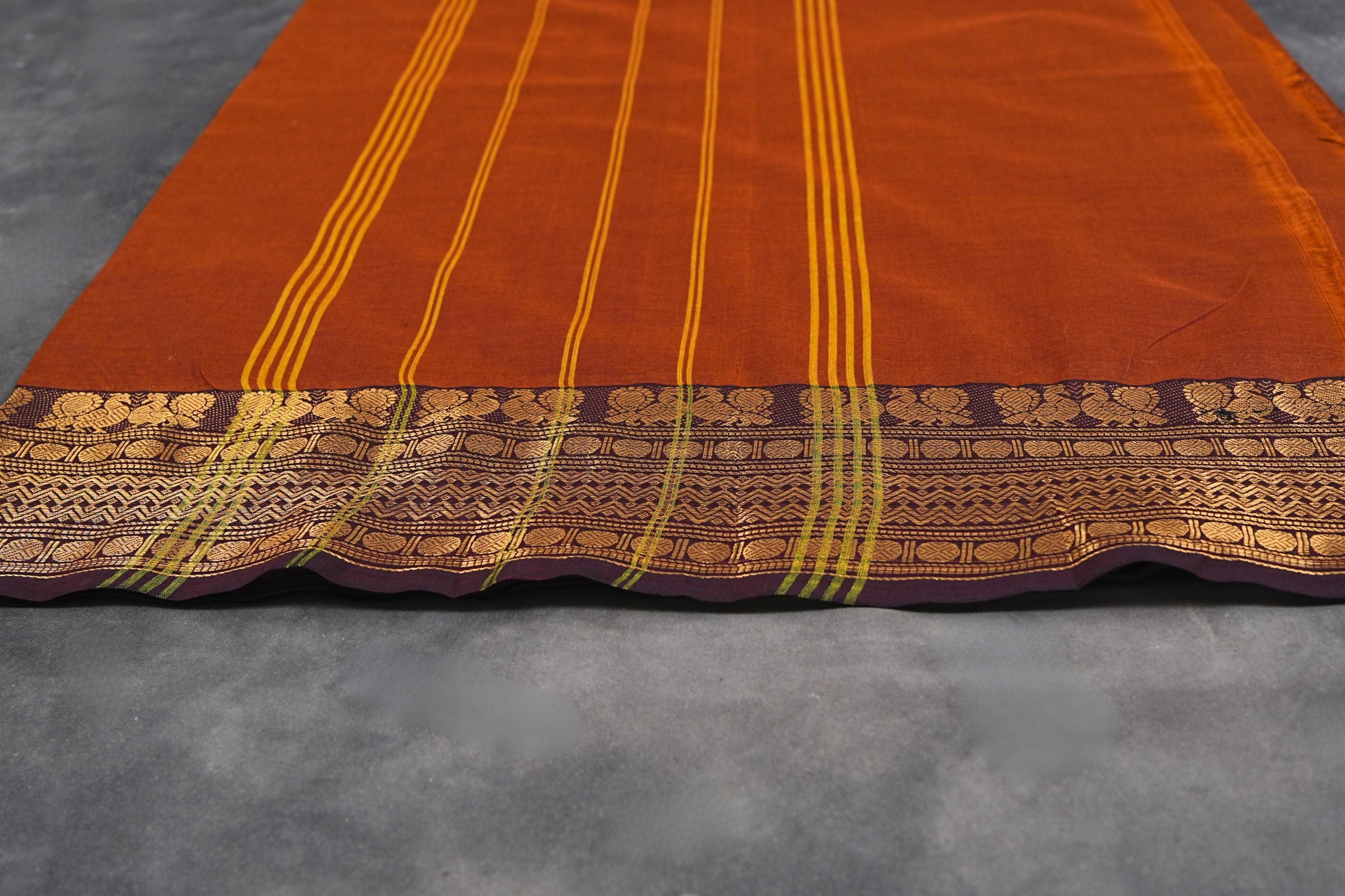 Chettinad Cotton Saree - 80-Thread Count with Elegant One-Side Border Saree JCS Fashions