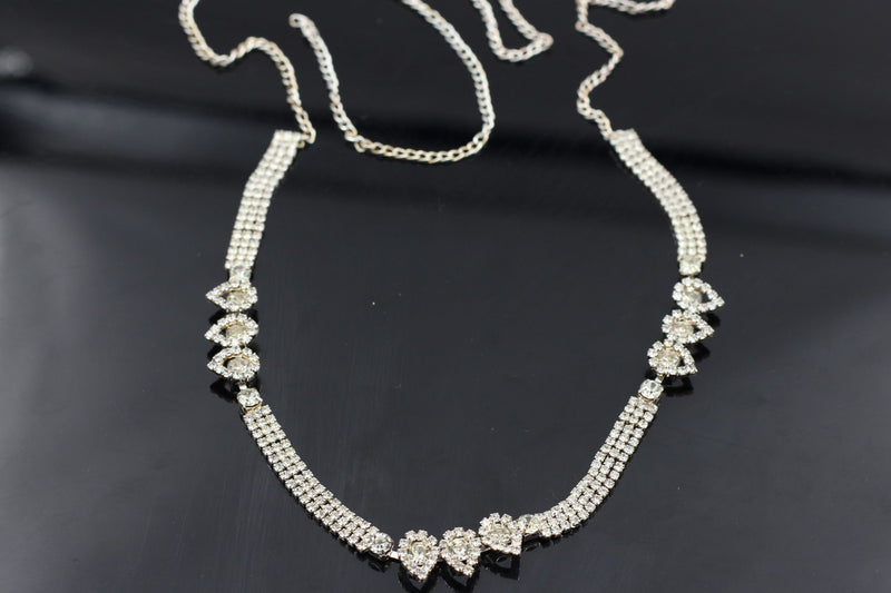 Elegant Silver Hip Chain with White Stones - Adjustable Glamour Accessory