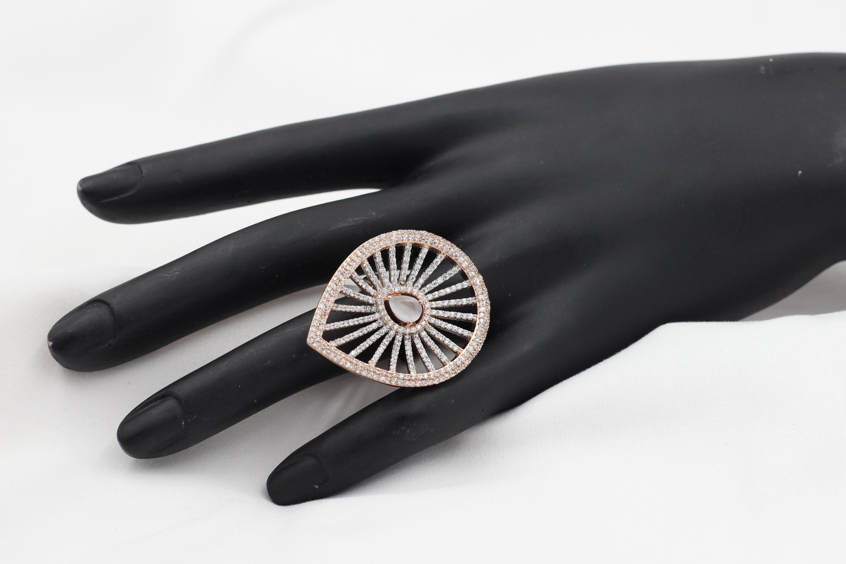 Rose Gold Adjustable Ring: Chic Stone-Encrusted Jewelry from JCS Fashions Jewelry JCS Fashions