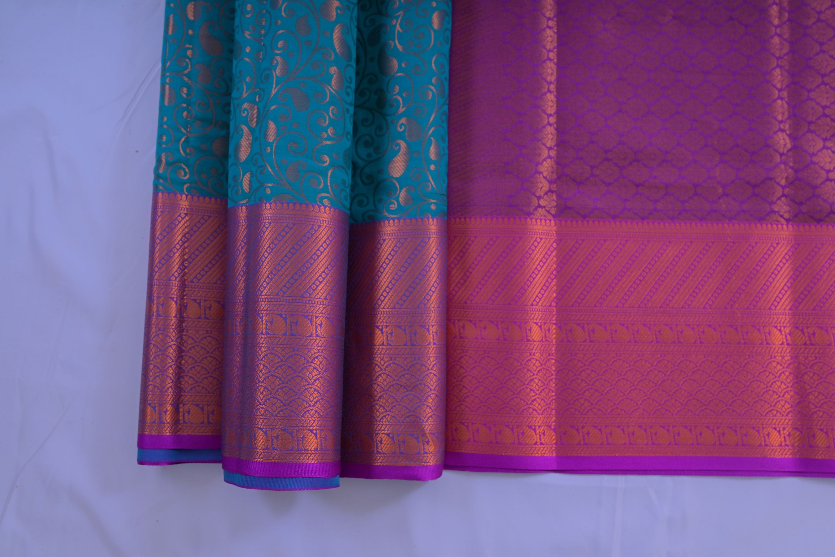 Elegant Semi-Silk Saree with Golden Zari & Mango Leaf Design -JCSFashion Saree JCS Fashions