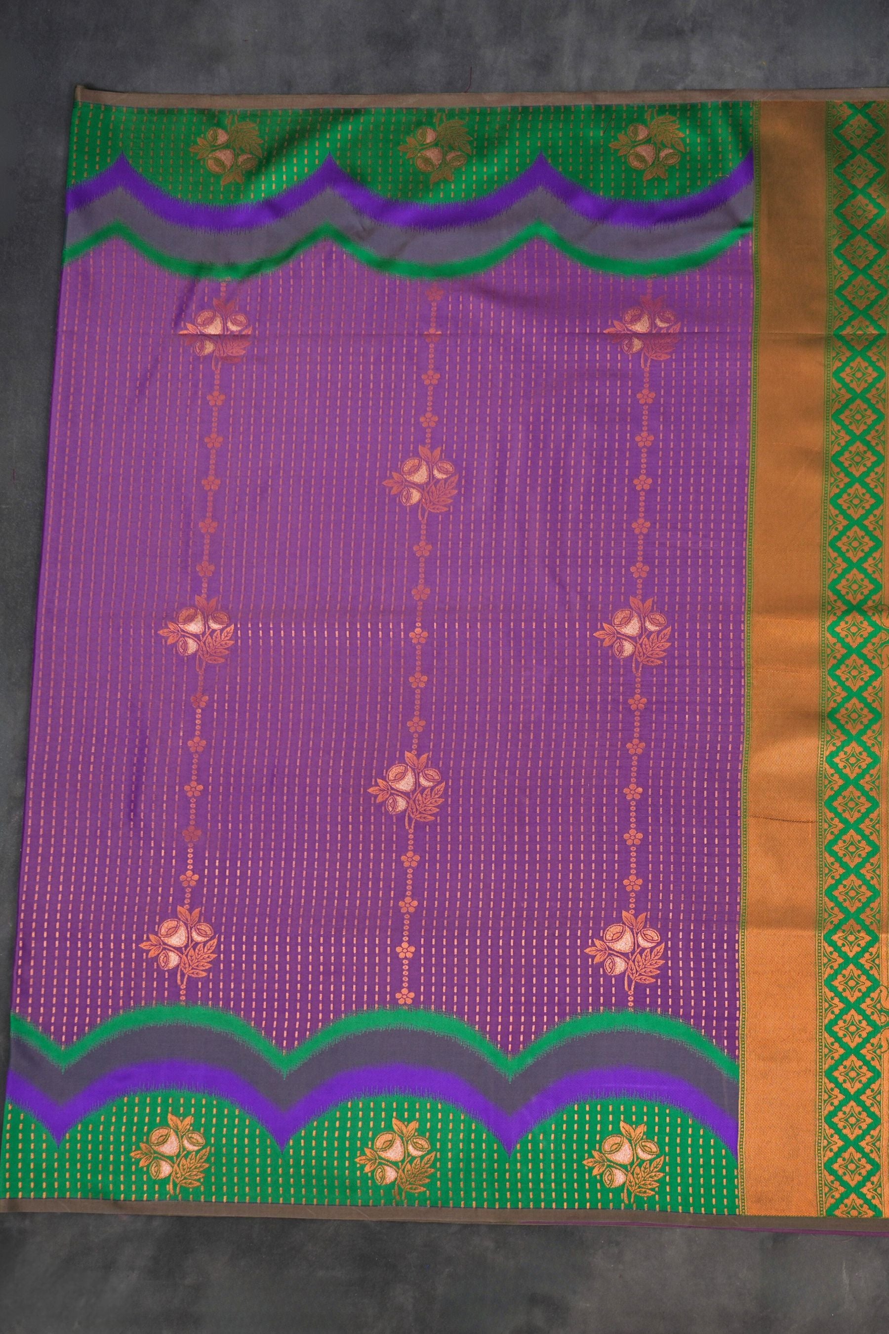 Luxurious Kanchipuram Semi Silk Saree with Copper Zari Lines Saree JCS Fashions