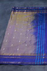 Elegant 100% Banana Pith Saree with Handwoven Gold Zari Border