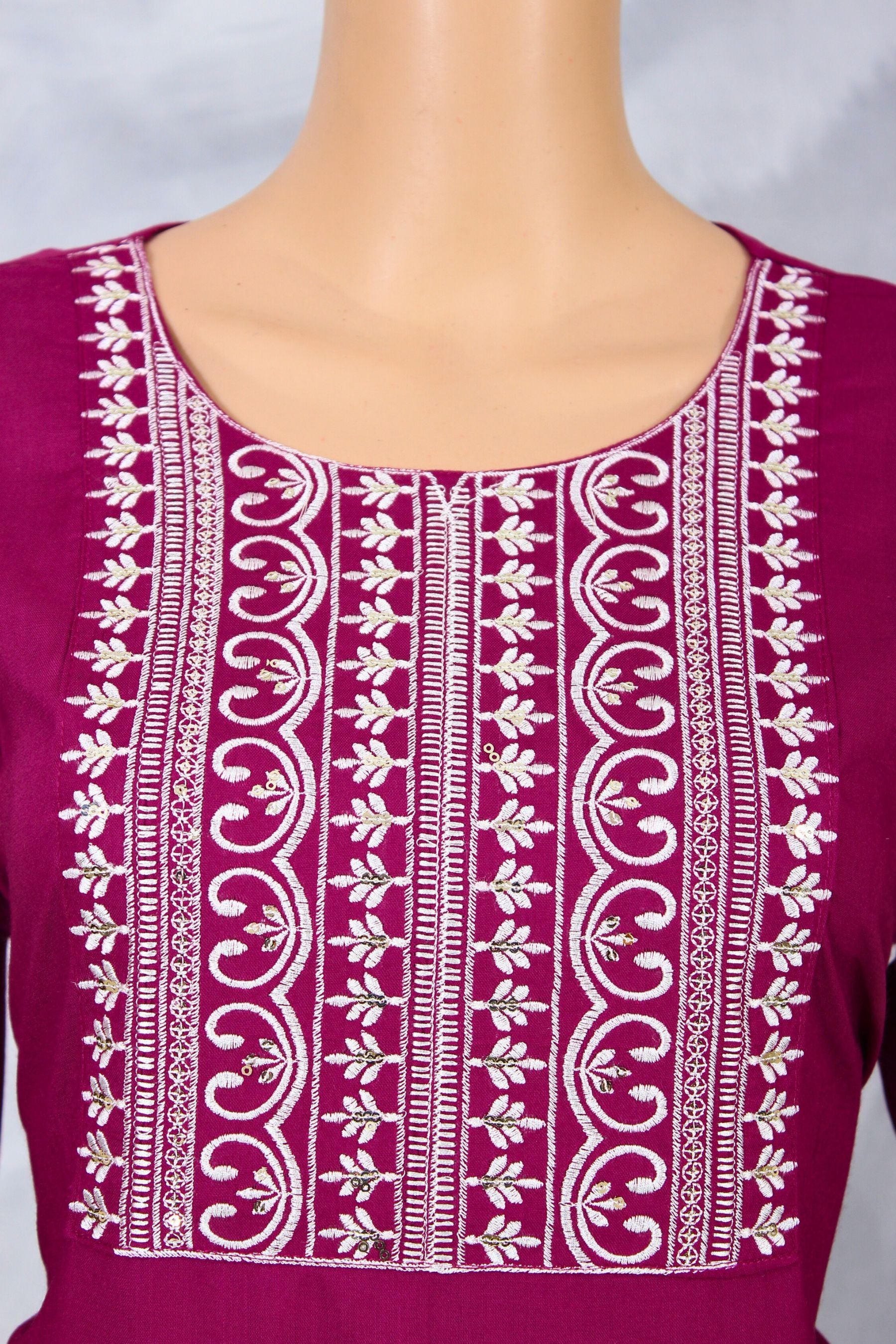 JCSFashions Elegant Embroidered Cotton Kurti with Sequin Highlights KURTI JCS Fashions