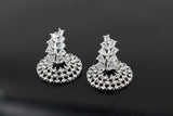 Elegant Silver Polish Designer Earrings with Gleaming White Stones