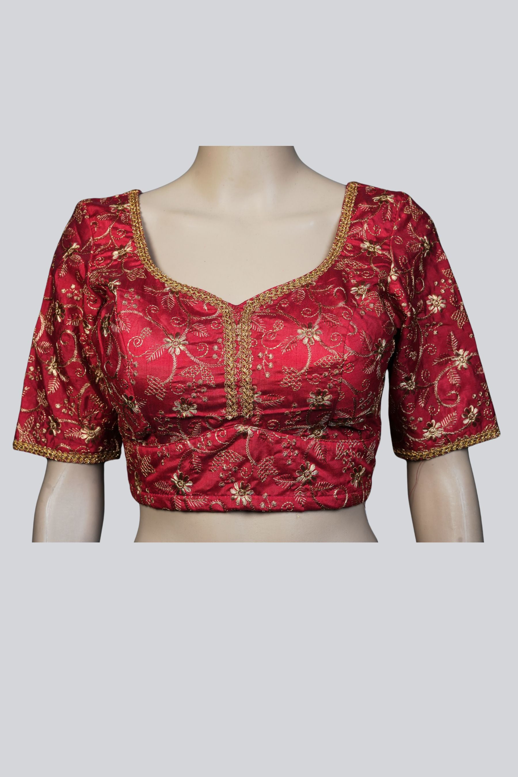 Handcrafted Thread Work Katori Blouse - JCS Fashions Staple Blouse JCS Fashions Red 36