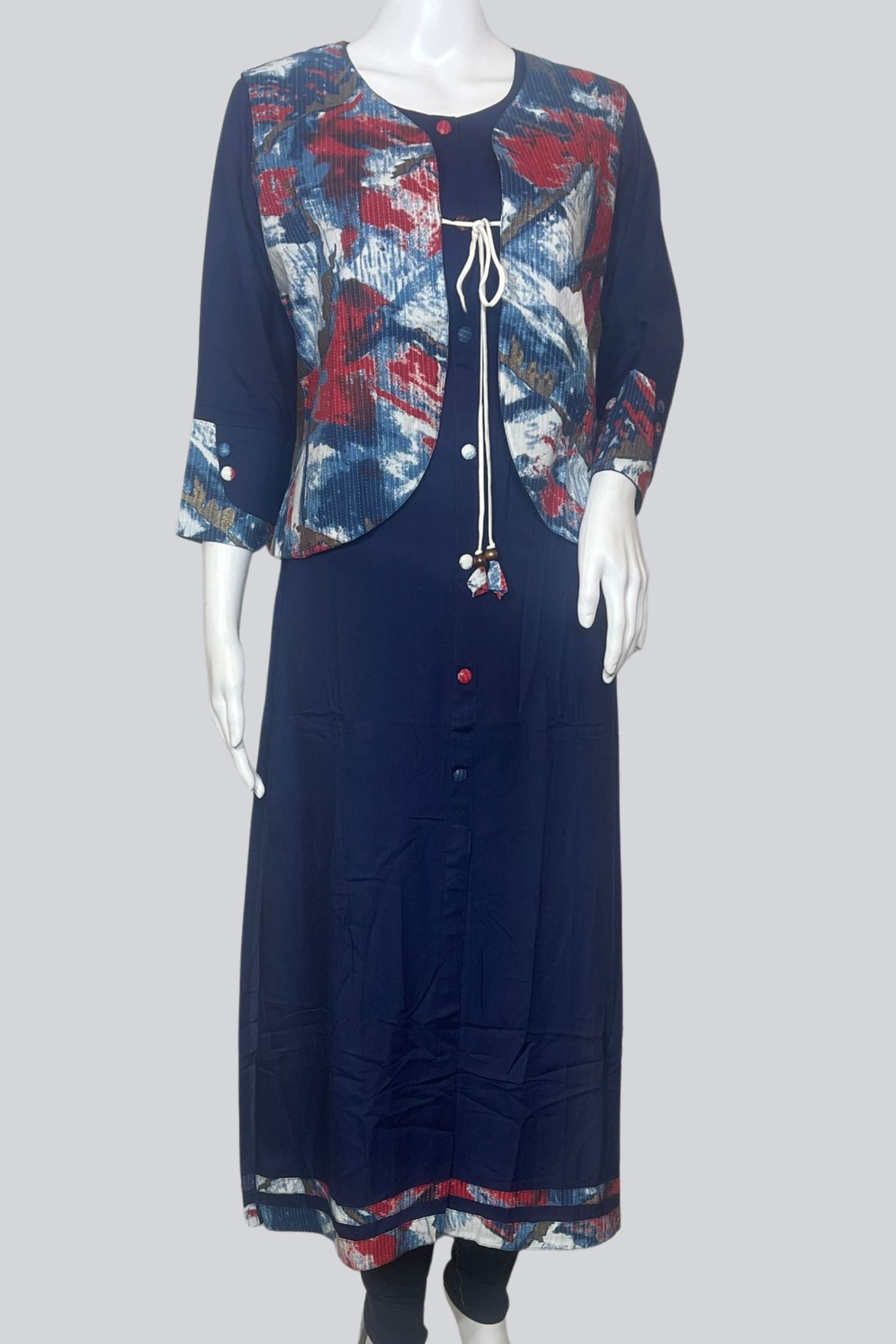 Chic Rayon Kurti: Style and Comfort at JCS Fashions KURTI JCS Fashions Navy Blue XX-Large (44)