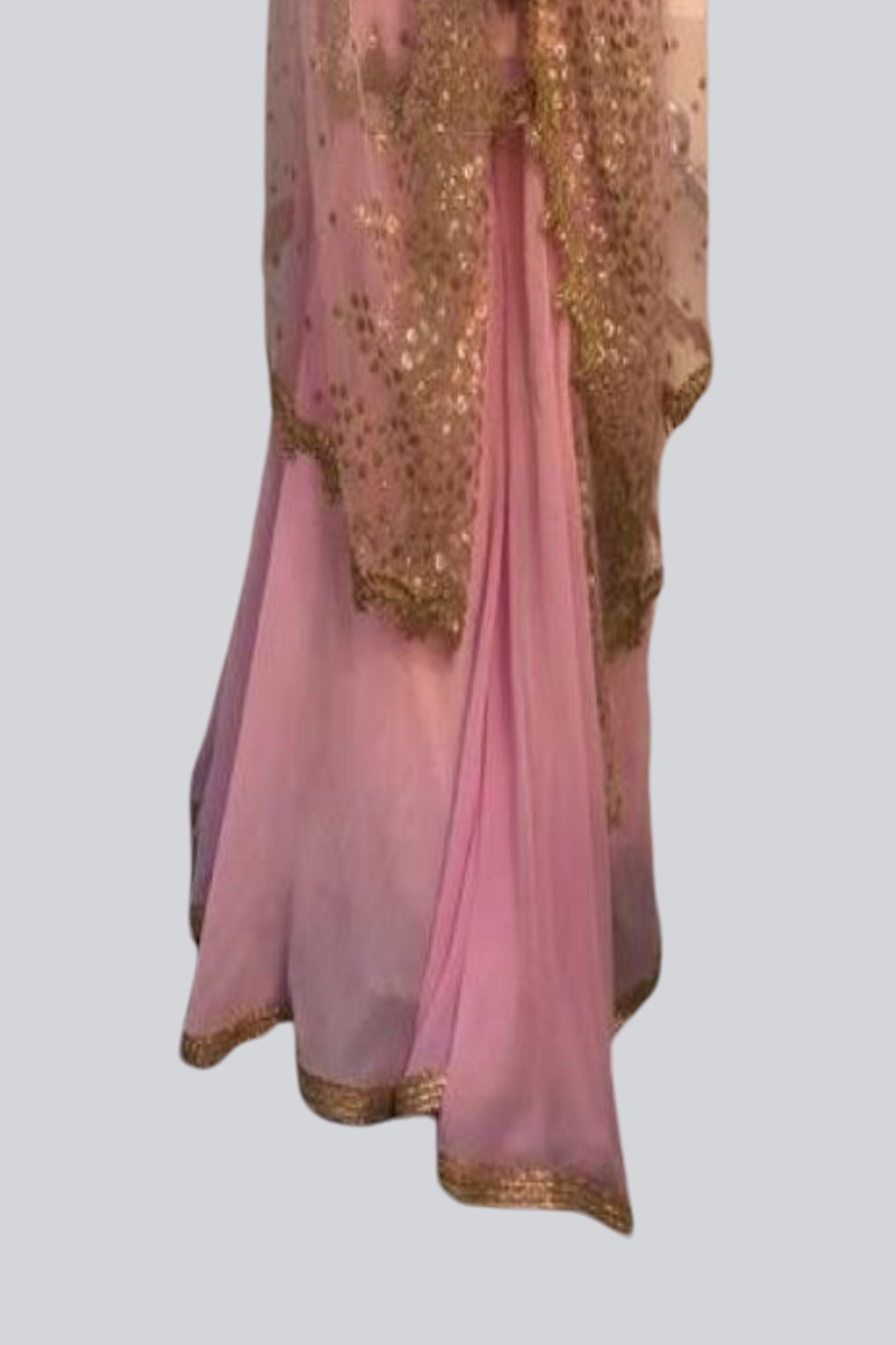 Elegant Pink Georgette Short Kurti with Sharara Pants - Gold Embroidery KURTI JCS Fashions