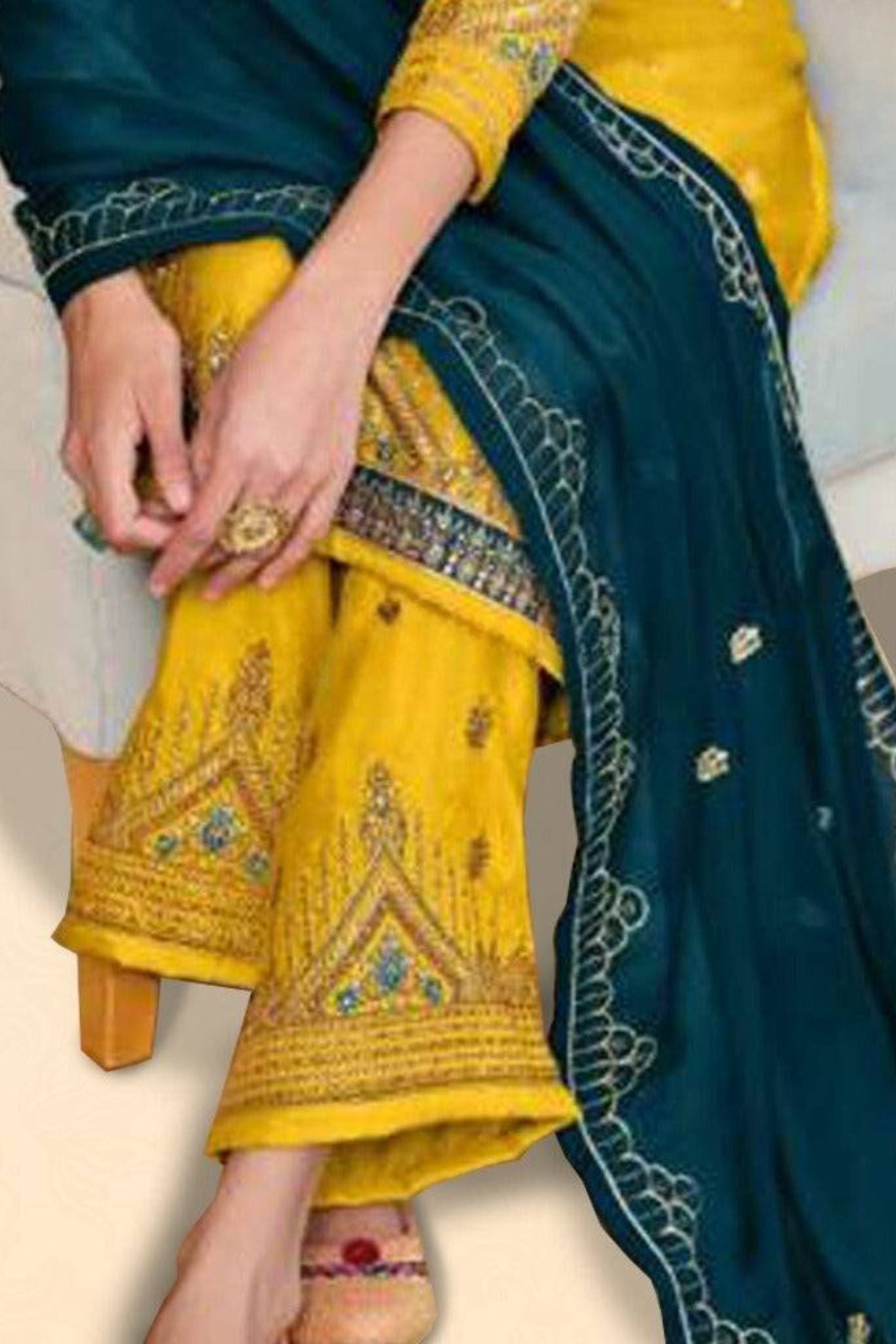 Beautiful 3 Piece Yellow Salwar Kameez with Dupatta Kurti JCS Fashions