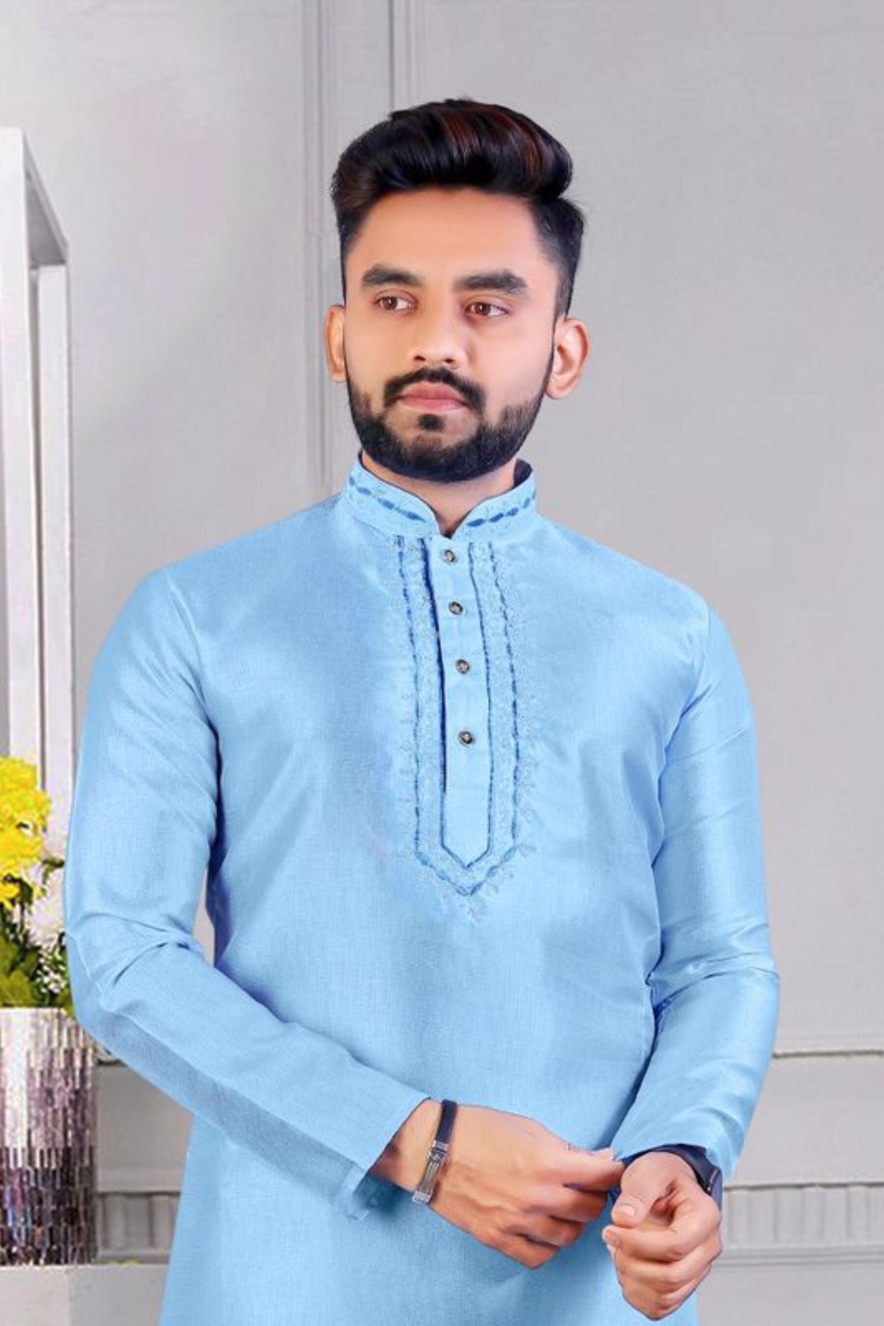 Men's Traditional Corian Silk Kurta - Sophisticated Ethnic Comfort Wear Men JCS Fashions