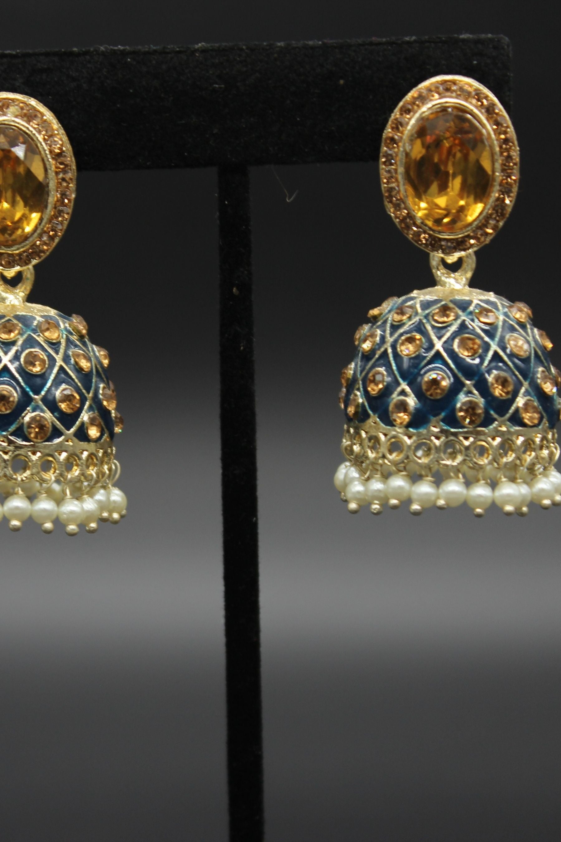 Kundan Jhumka Earrings With stones. Multiple Colors Available Jewelry JCS Fashions